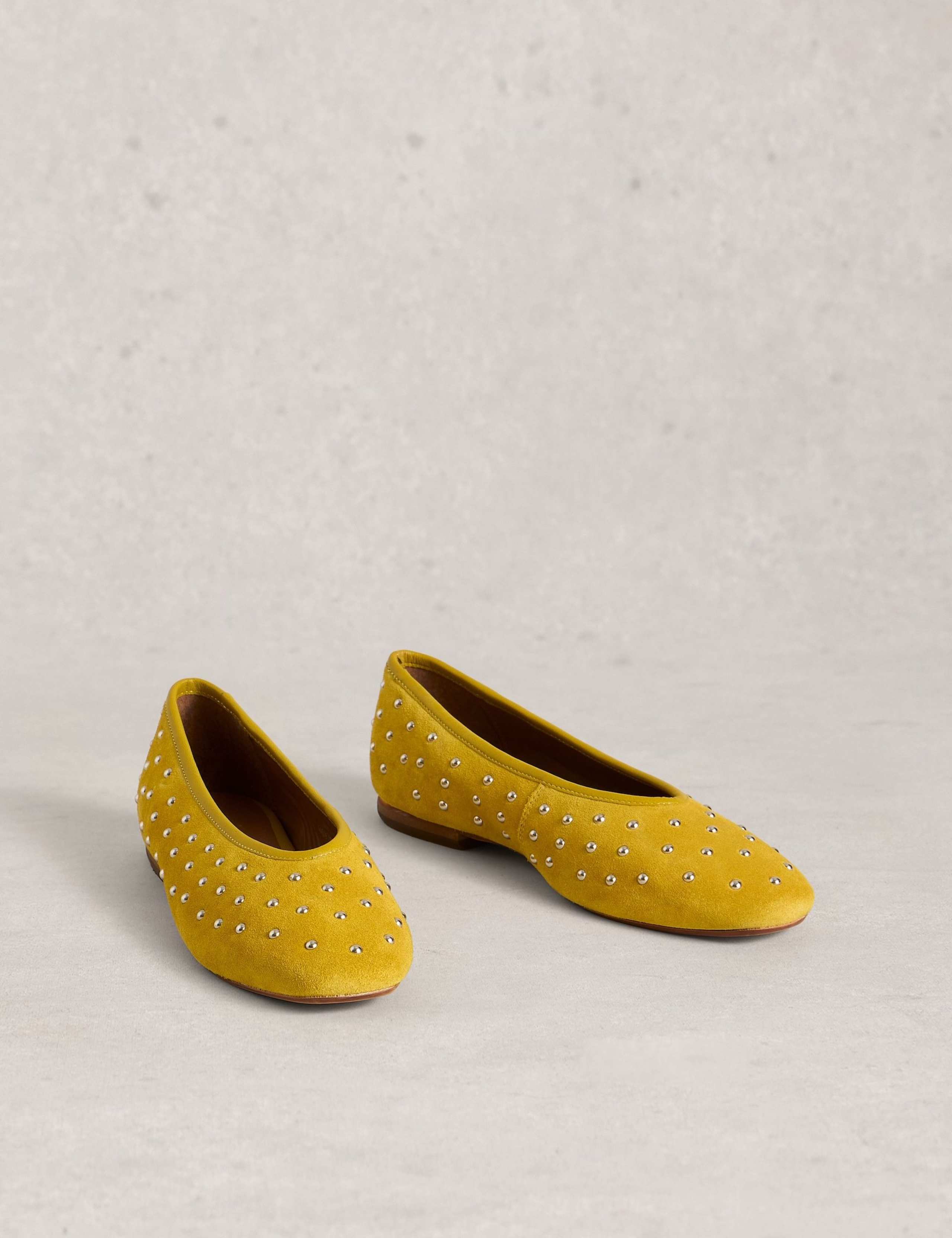 Leather Studded Flat Ballet Pumps 2 of 4