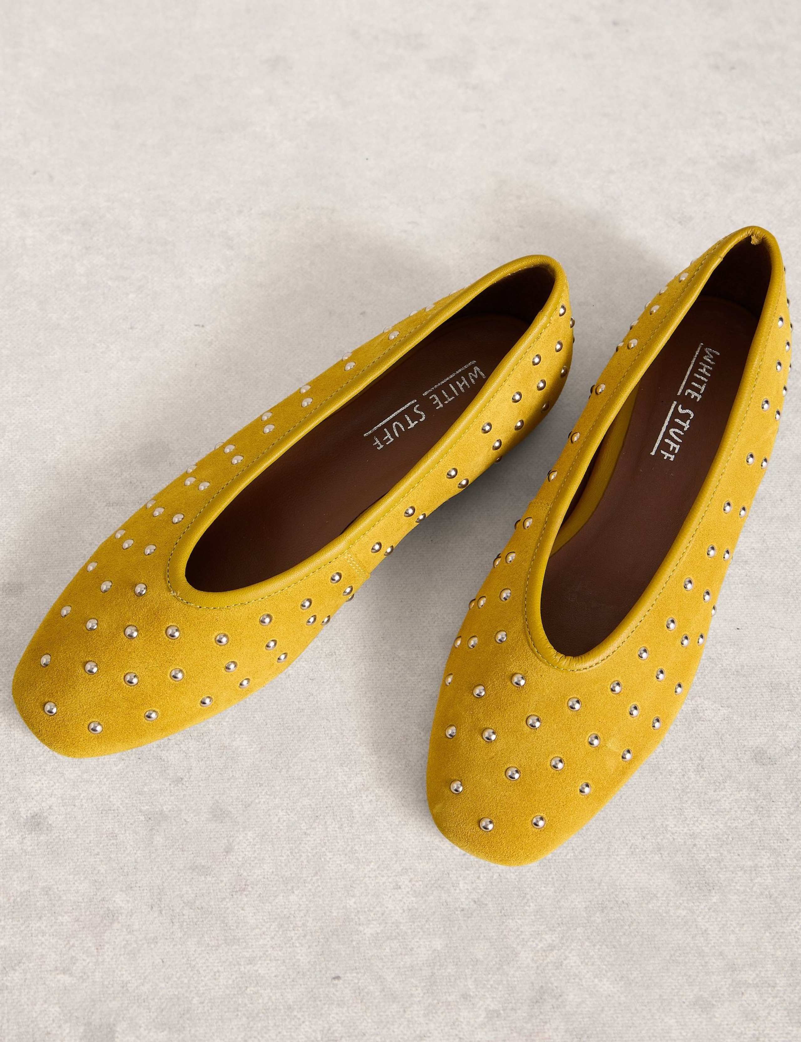 Leather Studded Flat Ballet Pumps 3 of 4