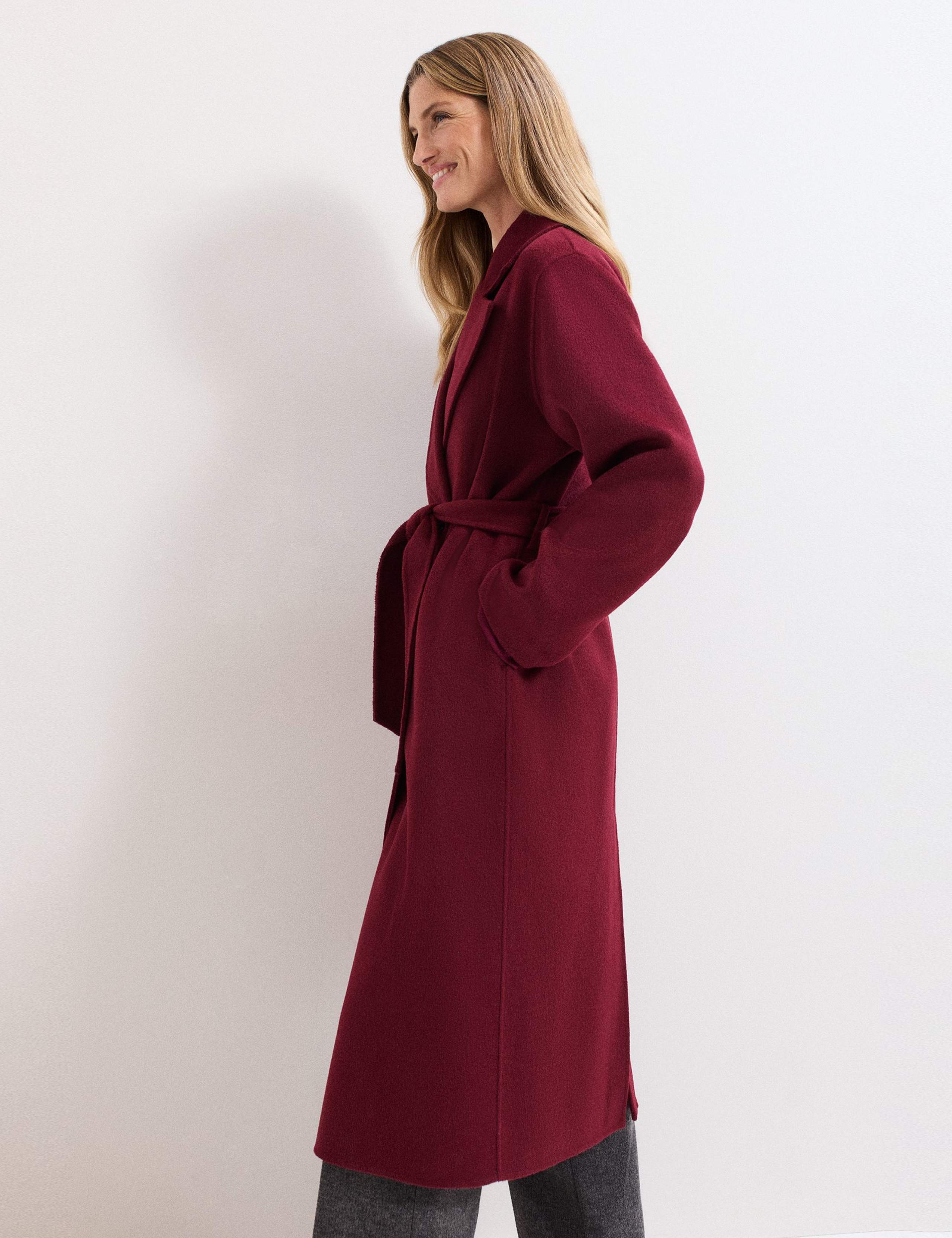 Wool Blend Collared Double Breasted Wrap Coat 5 of 9