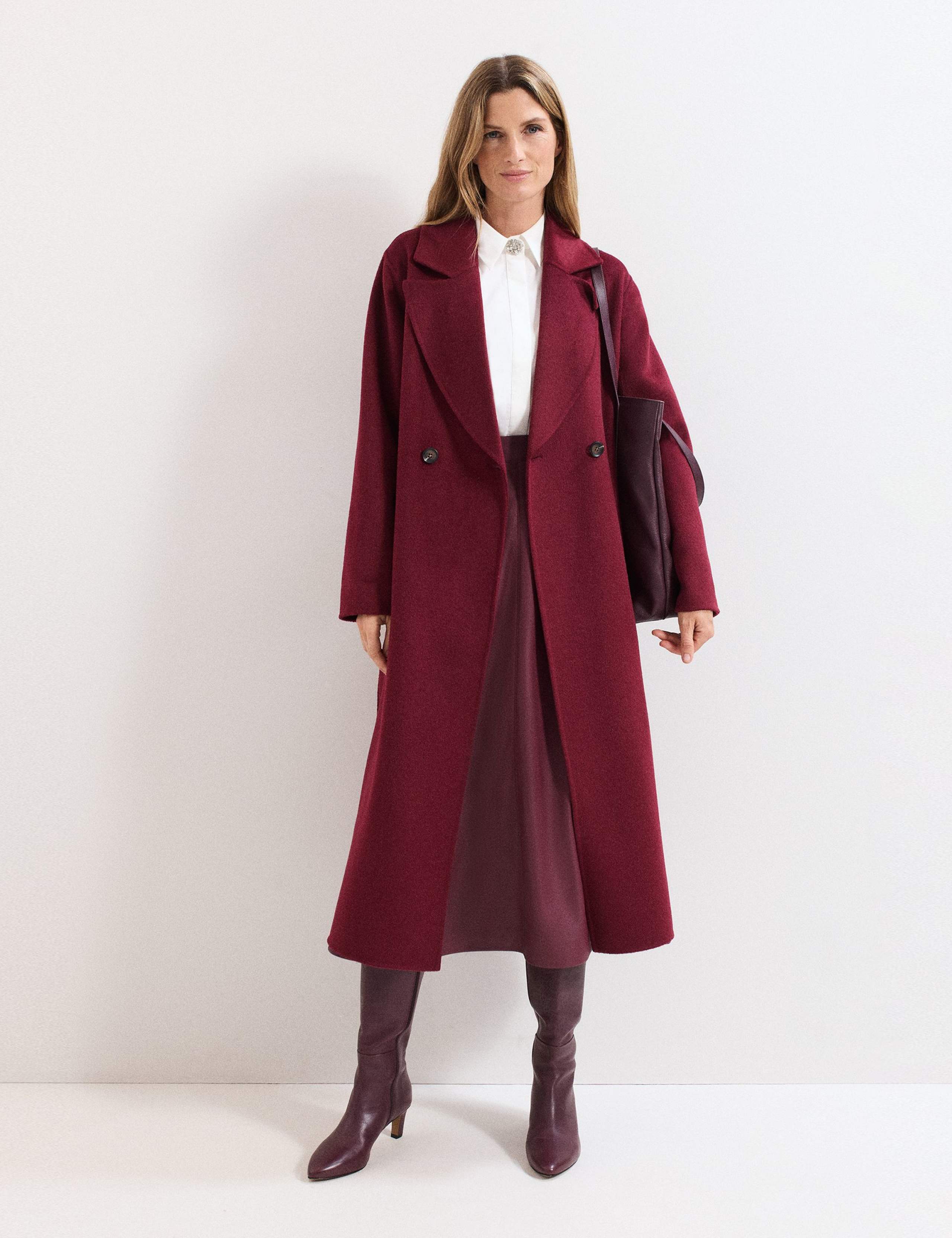 Wool Blend Collared Double Breasted Wrap Coat 6 of 9