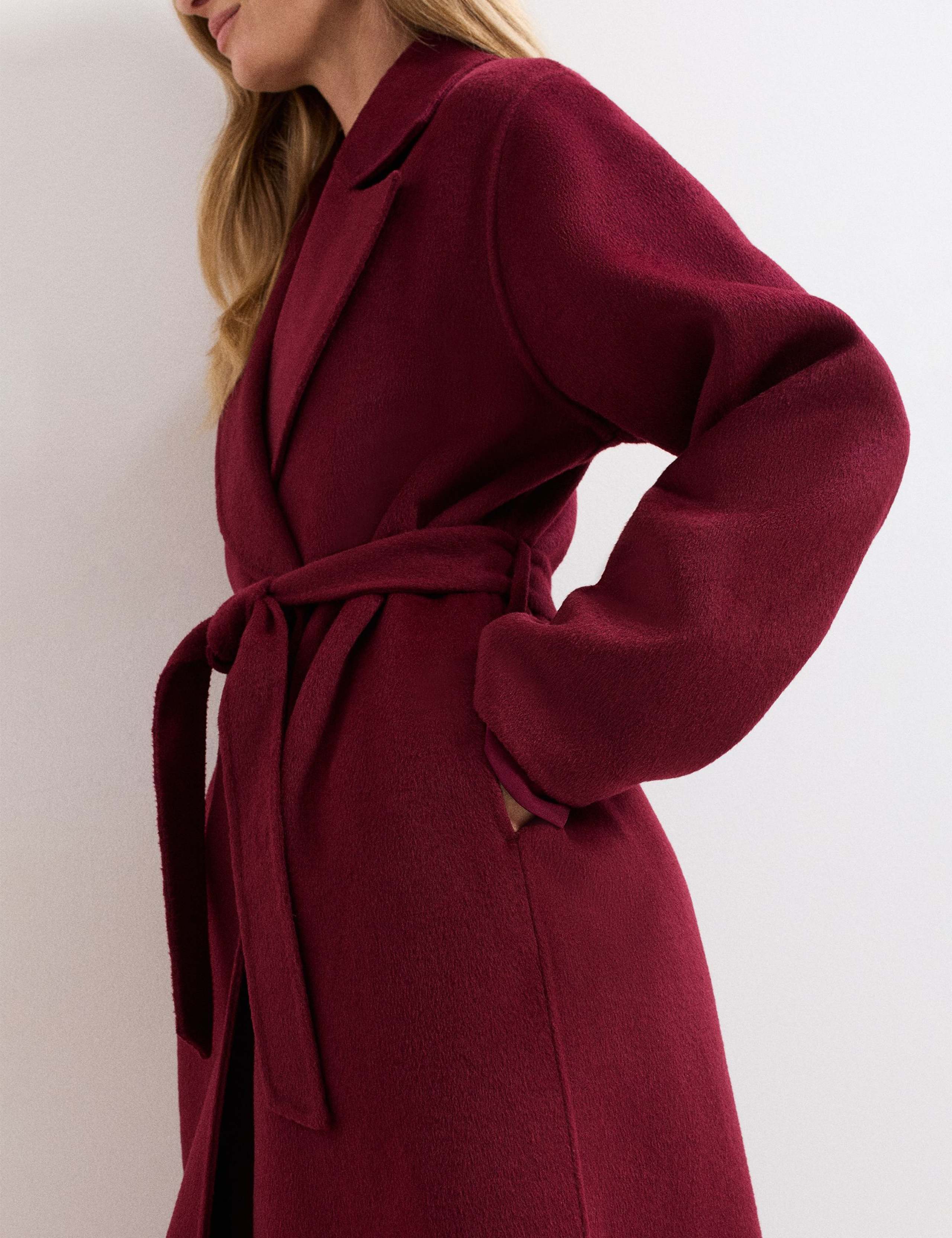 Wool Blend Collared Double Breasted Wrap Coat 9 of 9