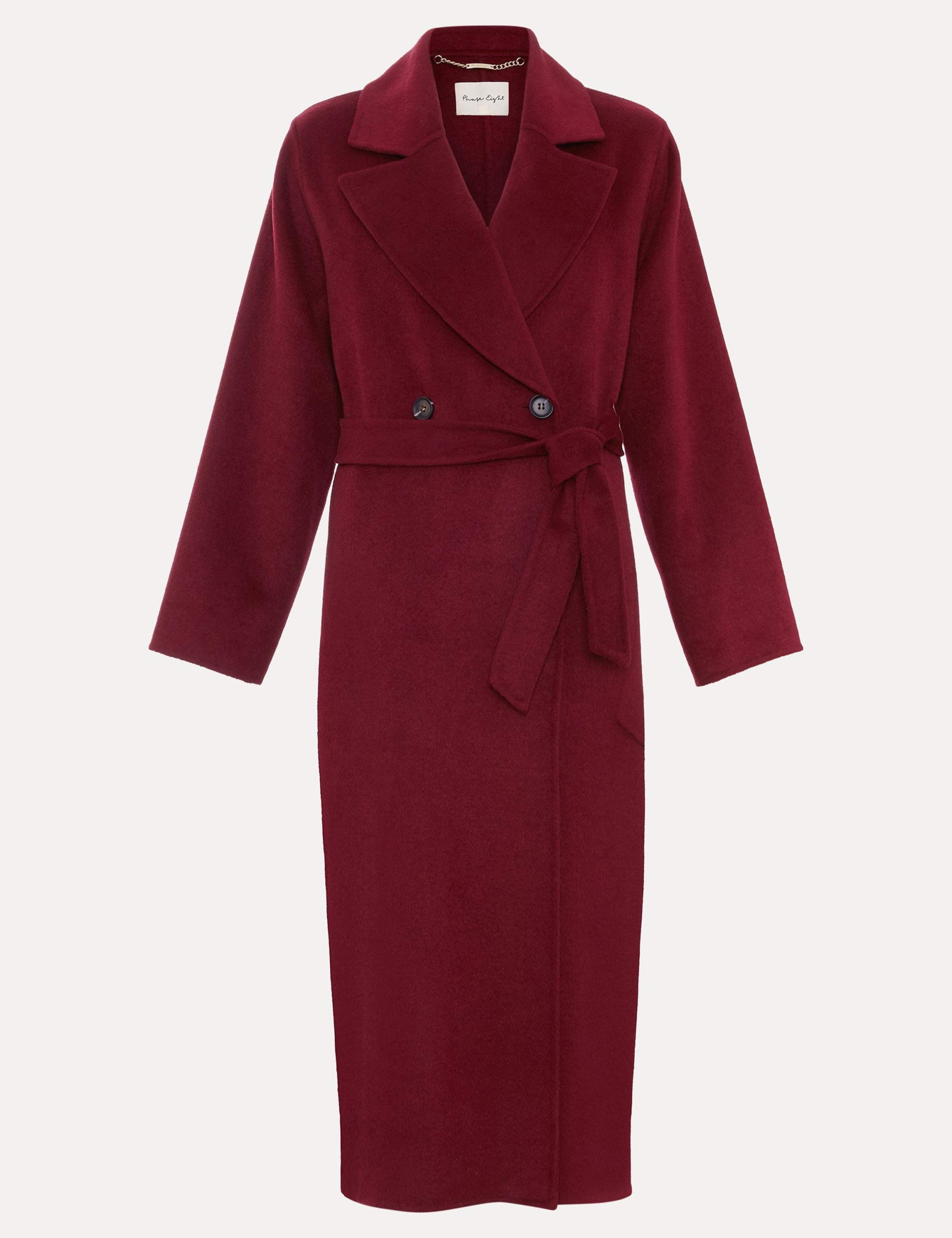 Wool Blend Collared Double Breasted Wrap Coat 2 of 9