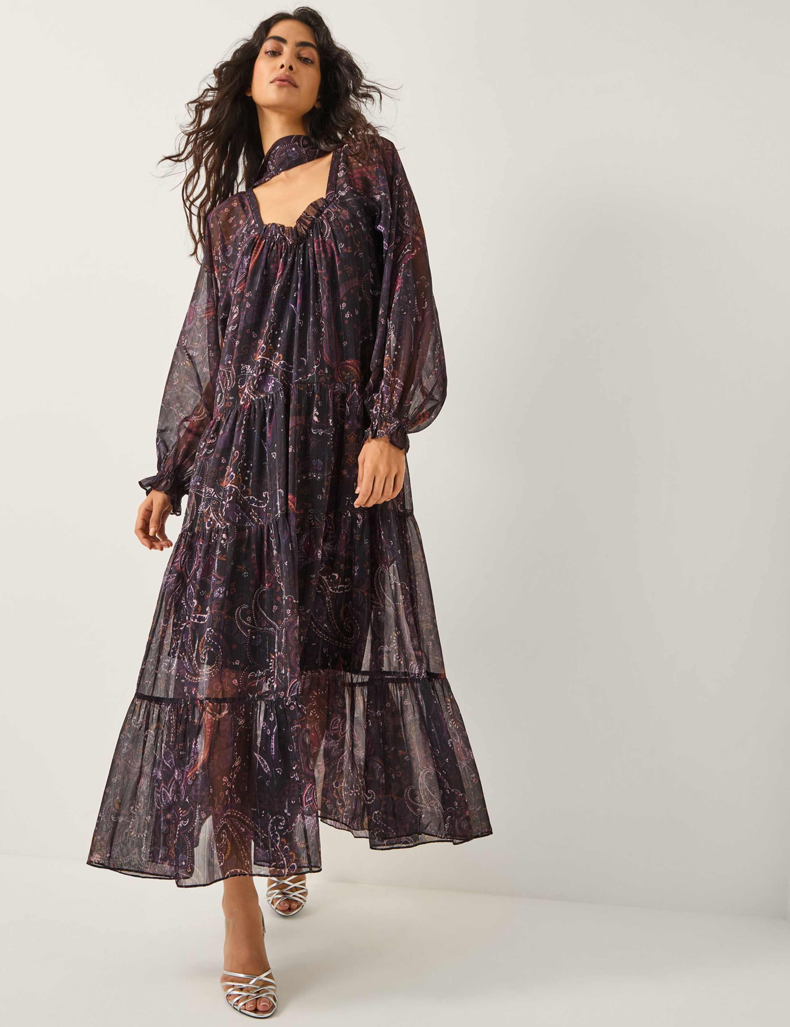 Paisley Square Neck Midi Tiered Dress 1 of 5