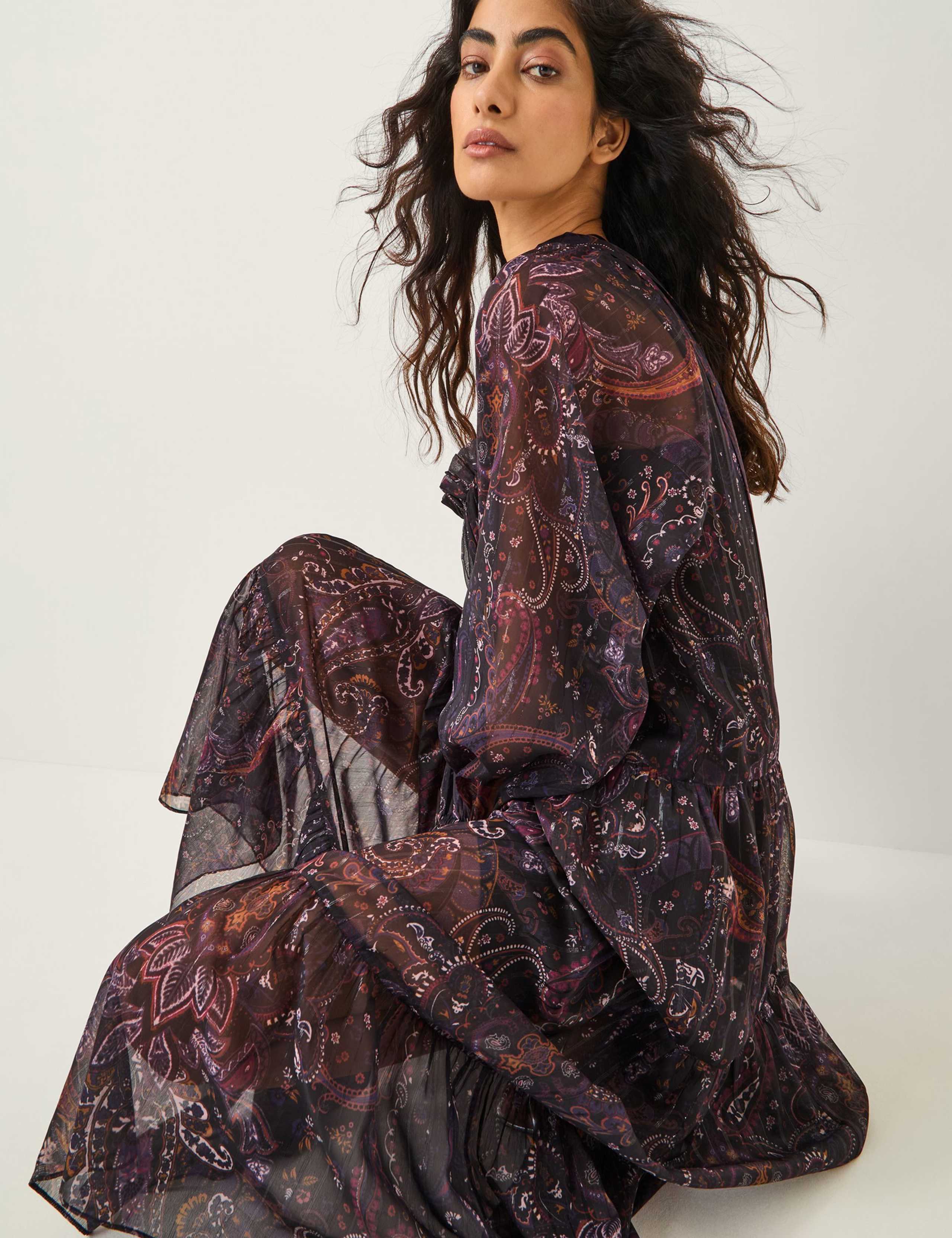 Paisley Square Neck Midi Tiered Dress 3 of 5