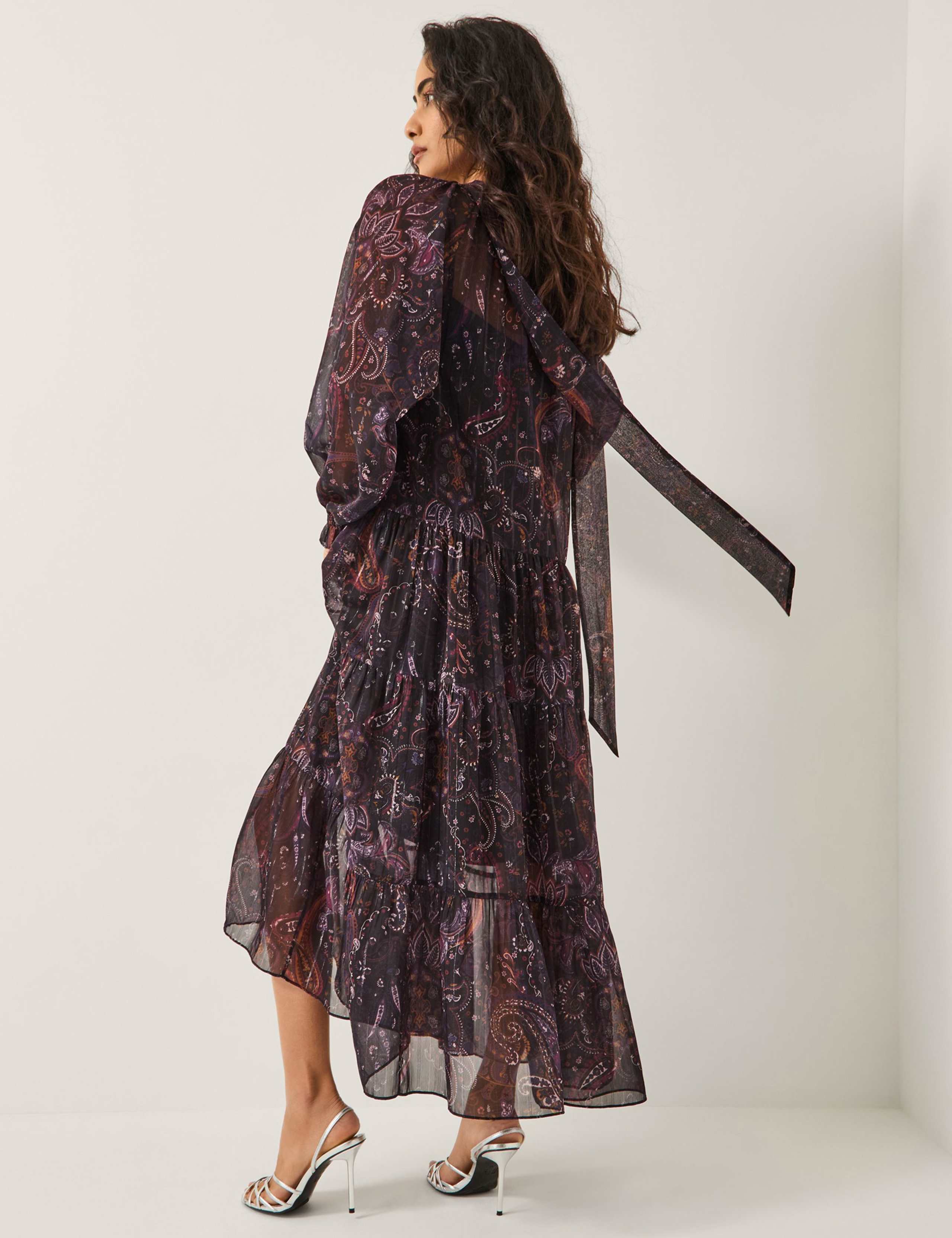 Paisley Square Neck Midi Tiered Dress 4 of 5