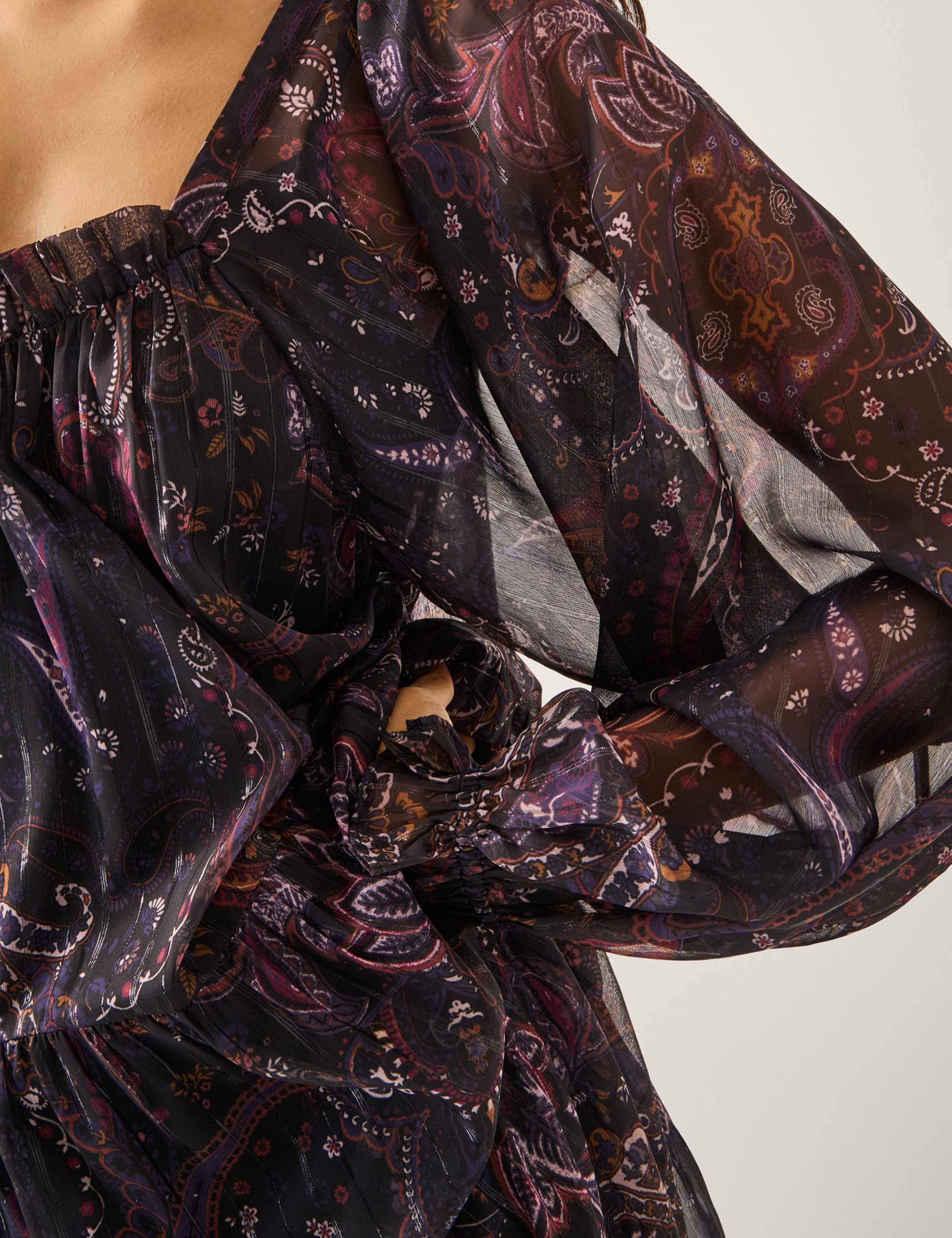 Paisley Square Neck Midi Tiered Dress 5 of 5