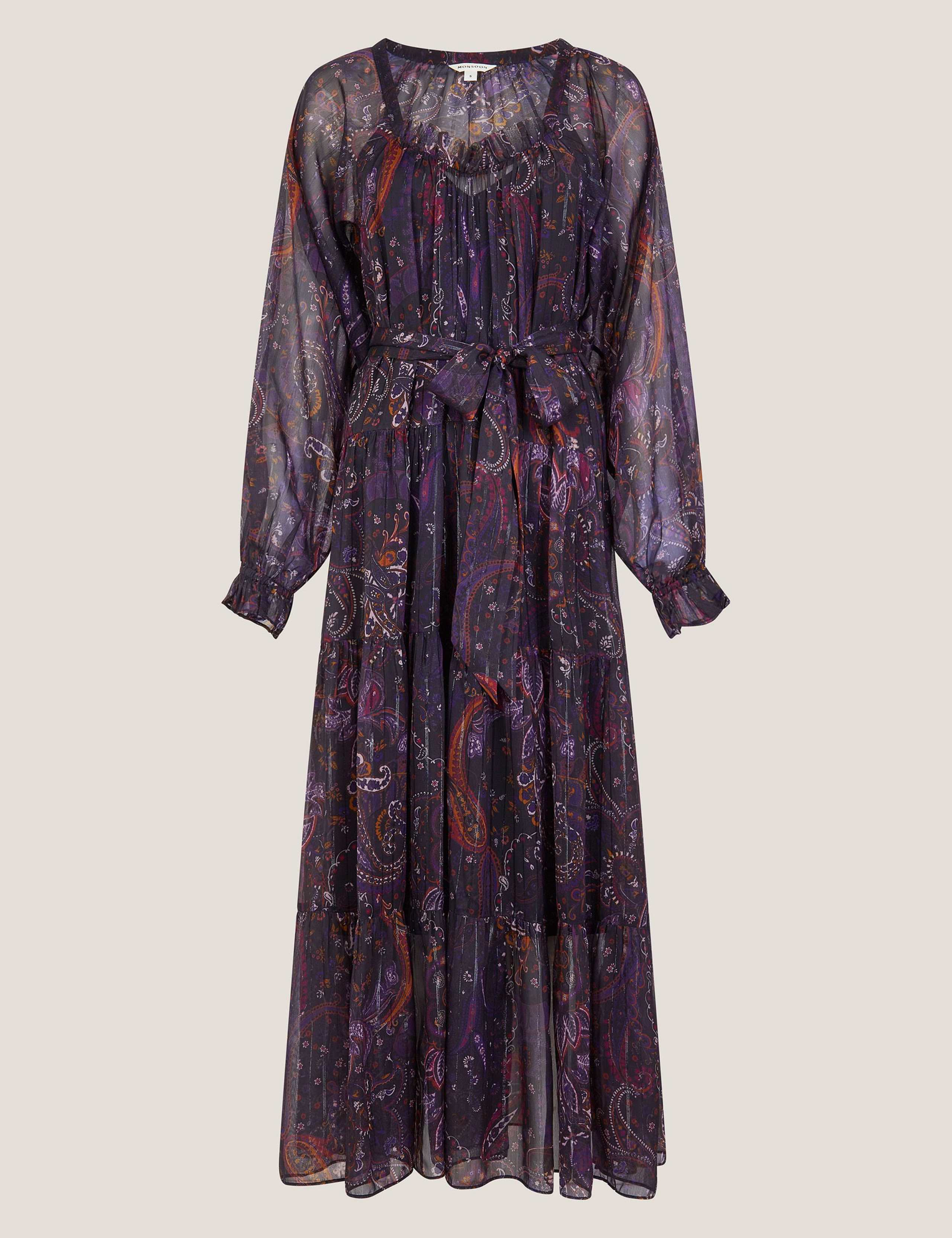 Paisley Square Neck Midi Tiered Dress 2 of 5