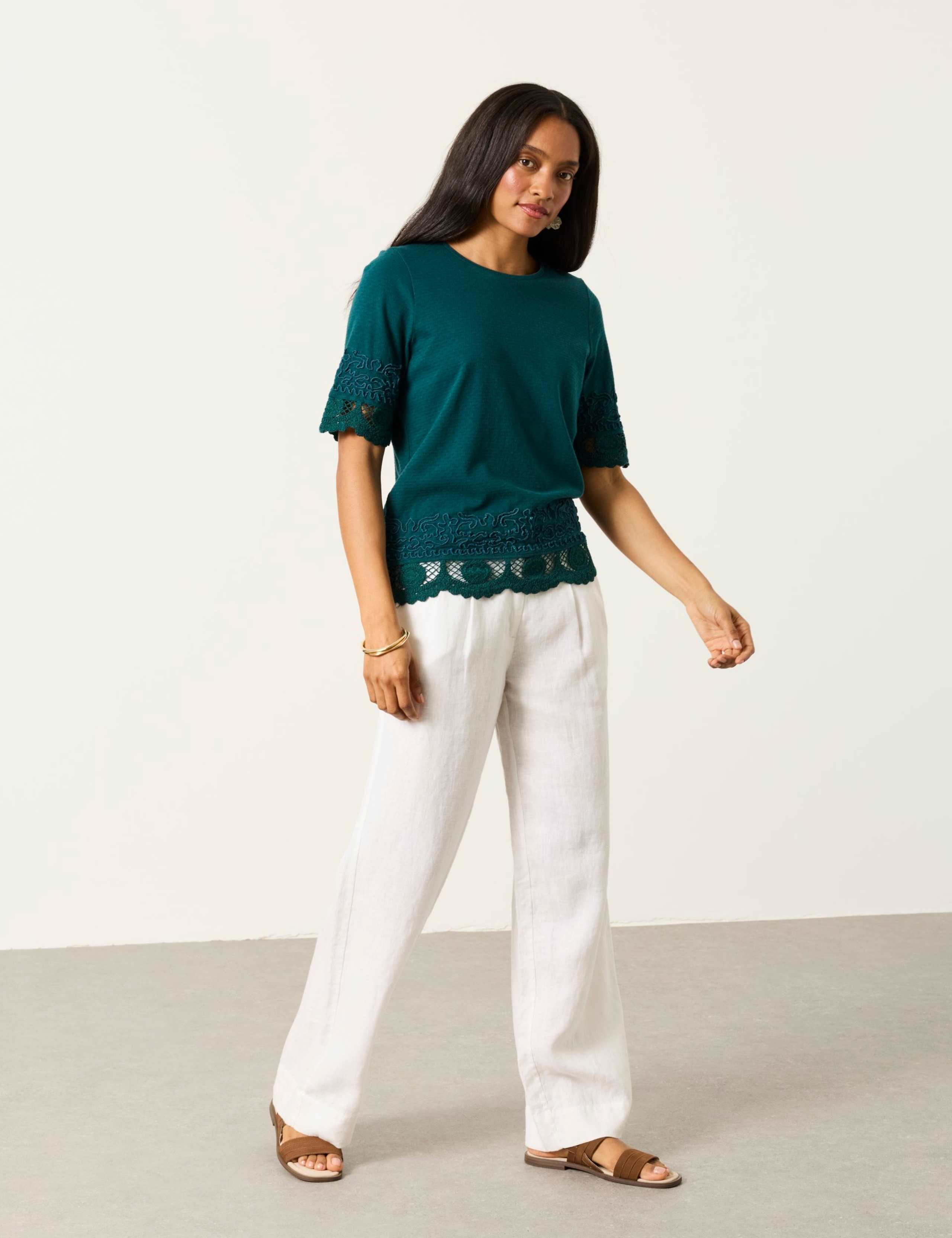 Pure Cotton Embroidered T-Shirt 1 of 6
