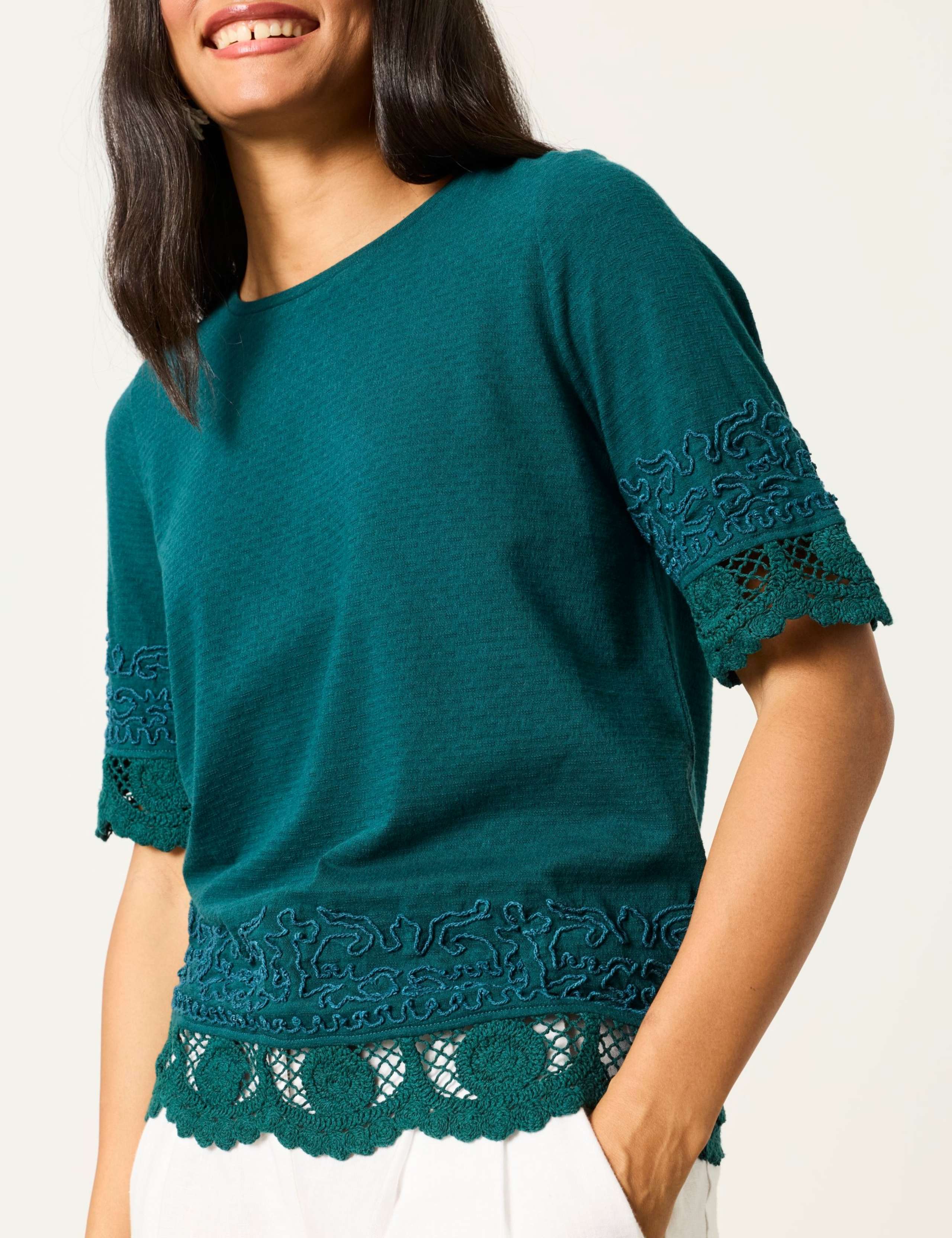 Pure Cotton Embroidered T-Shirt 5 of 6
