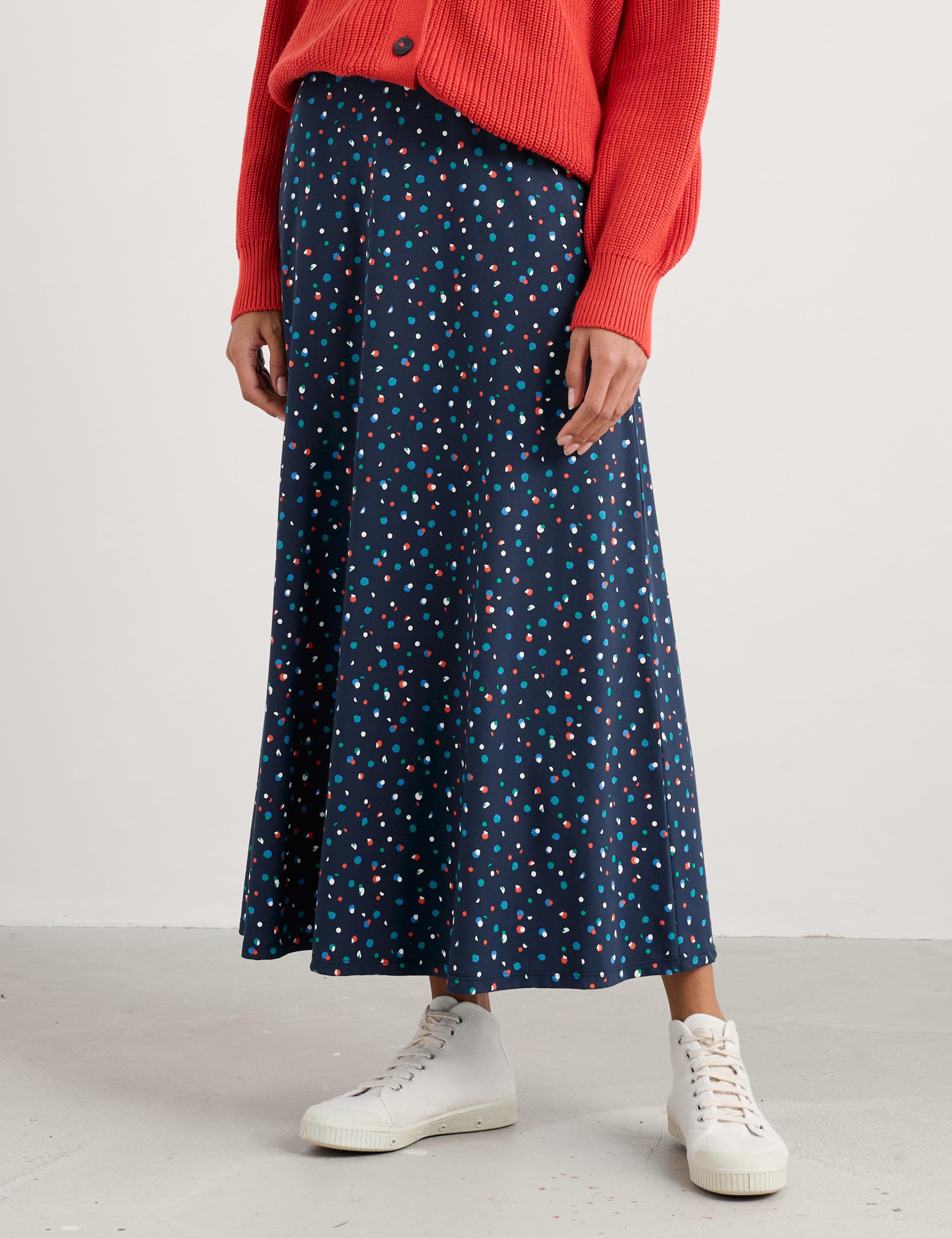 Coton Rich Polka Dot Midaxi A-Line Skirt 3 of 4
