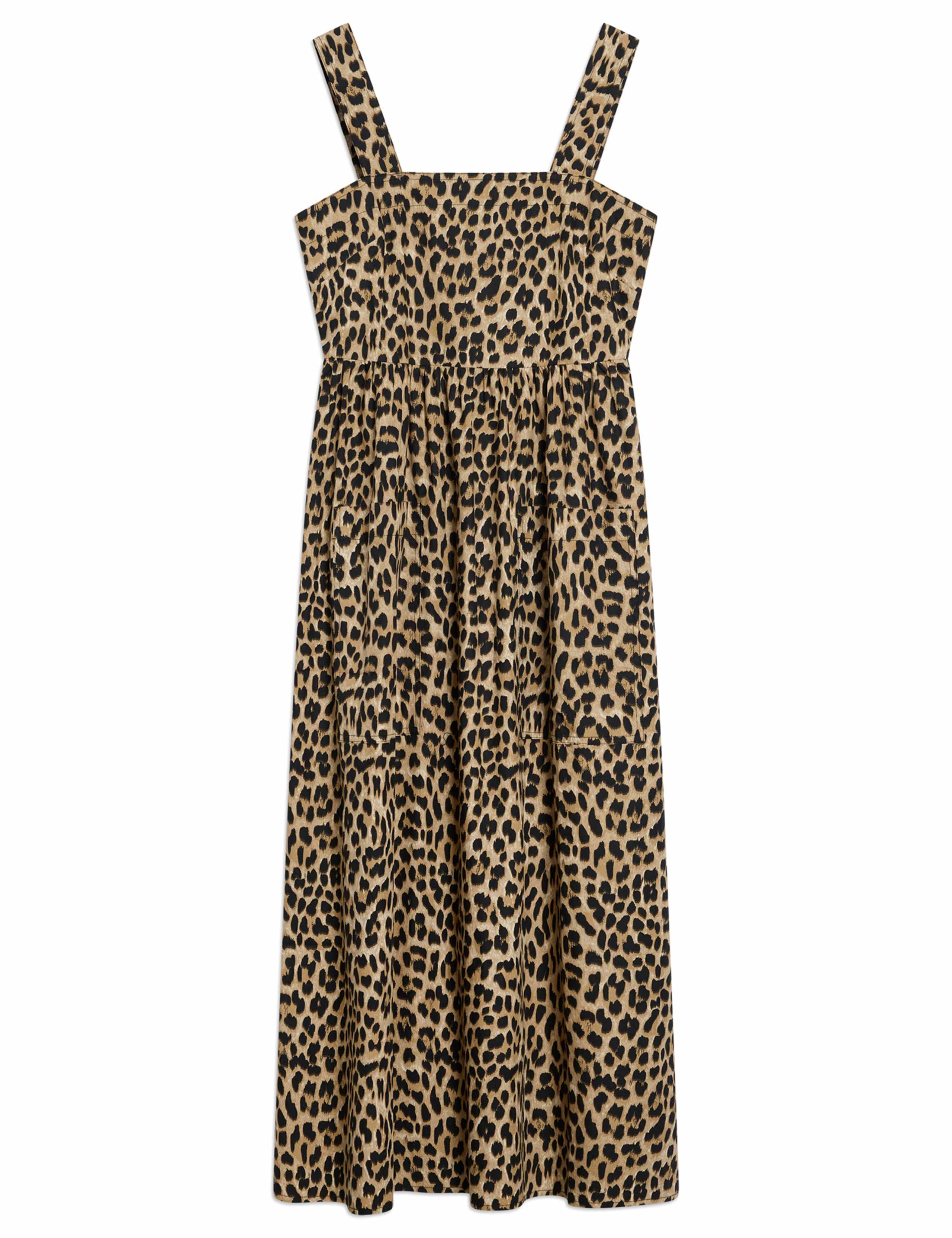 Pure Cotton Animal Print Wide Strap Midi Dress 2 of 5