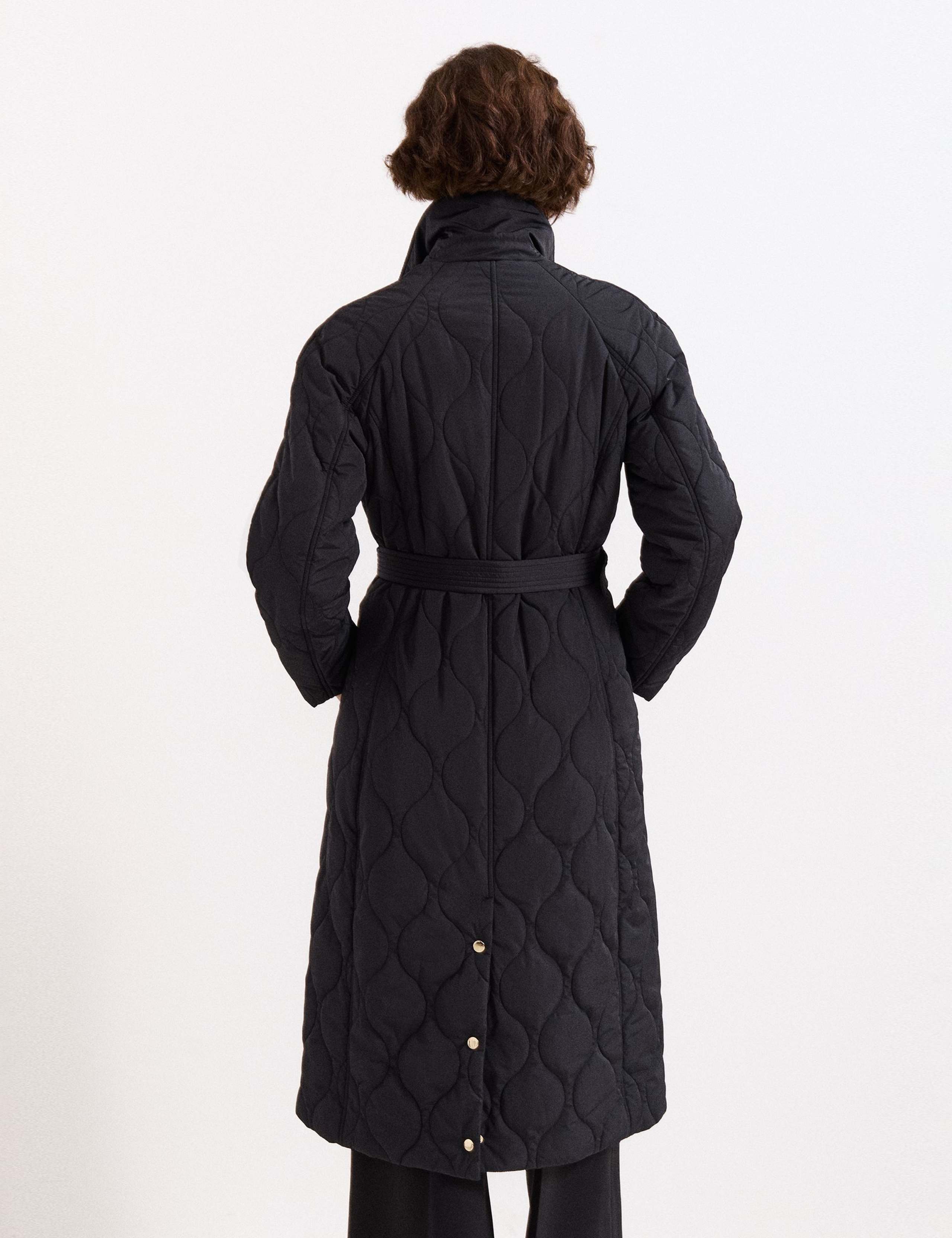Quilted Collared Belted Longline Coat 4 of 7