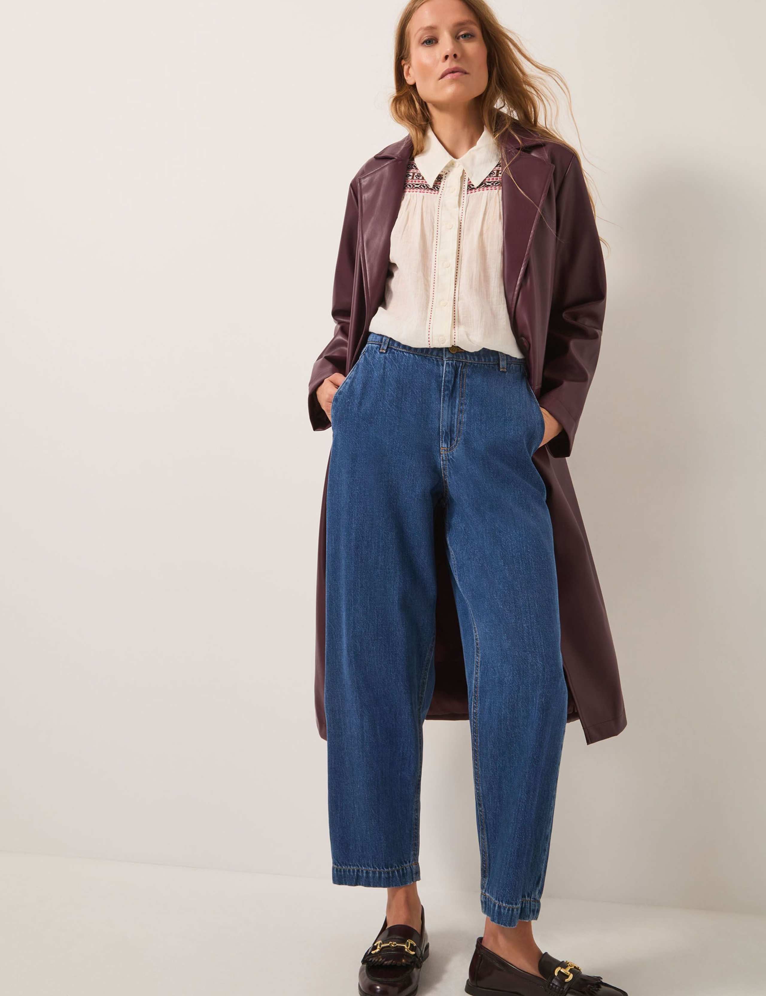 Lyocell Blend High Waisted Carrot Leg Jeans 3 of 5