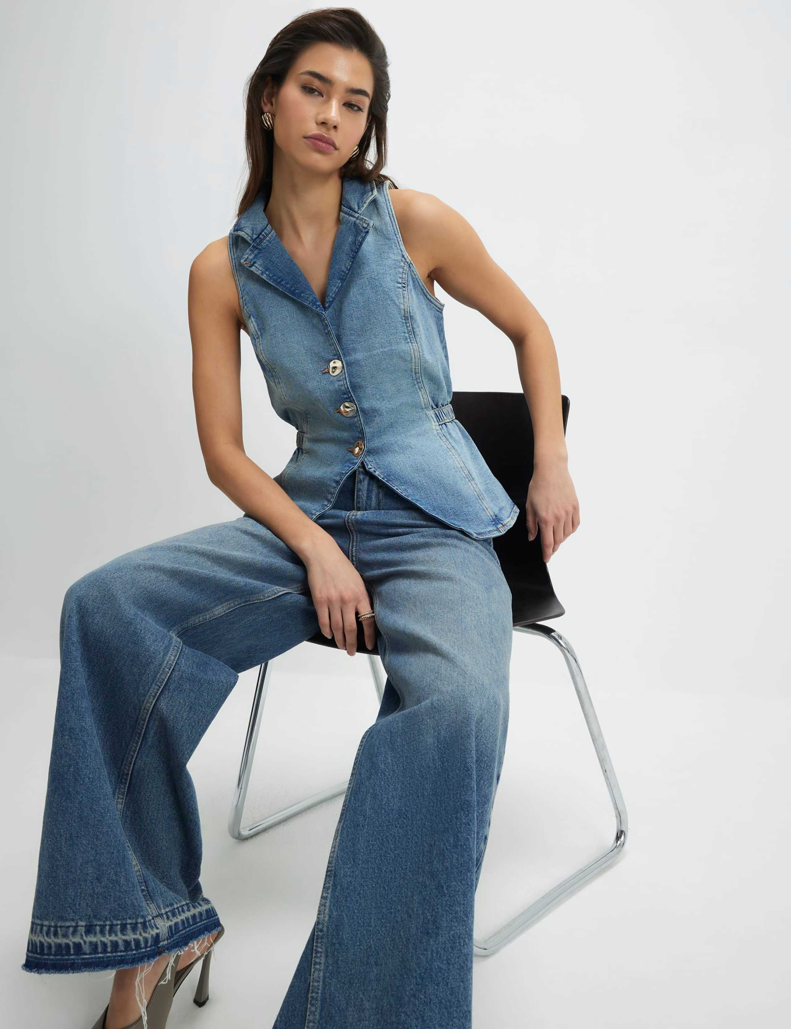 Denim Elasticated Waist Collared Waistcoat 3 of 4