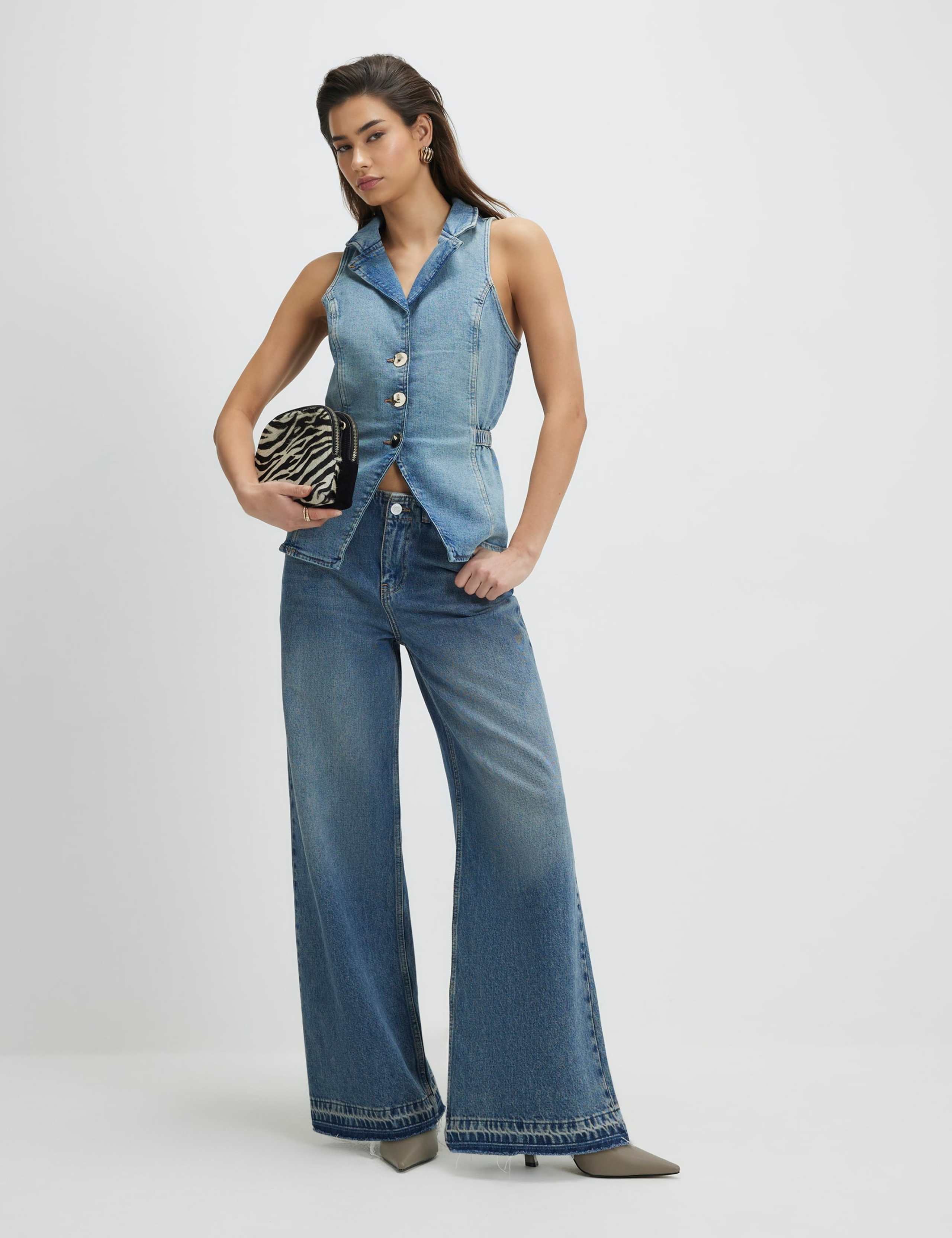 Denim Elasticated Waist Collared Waistcoat 4 of 4