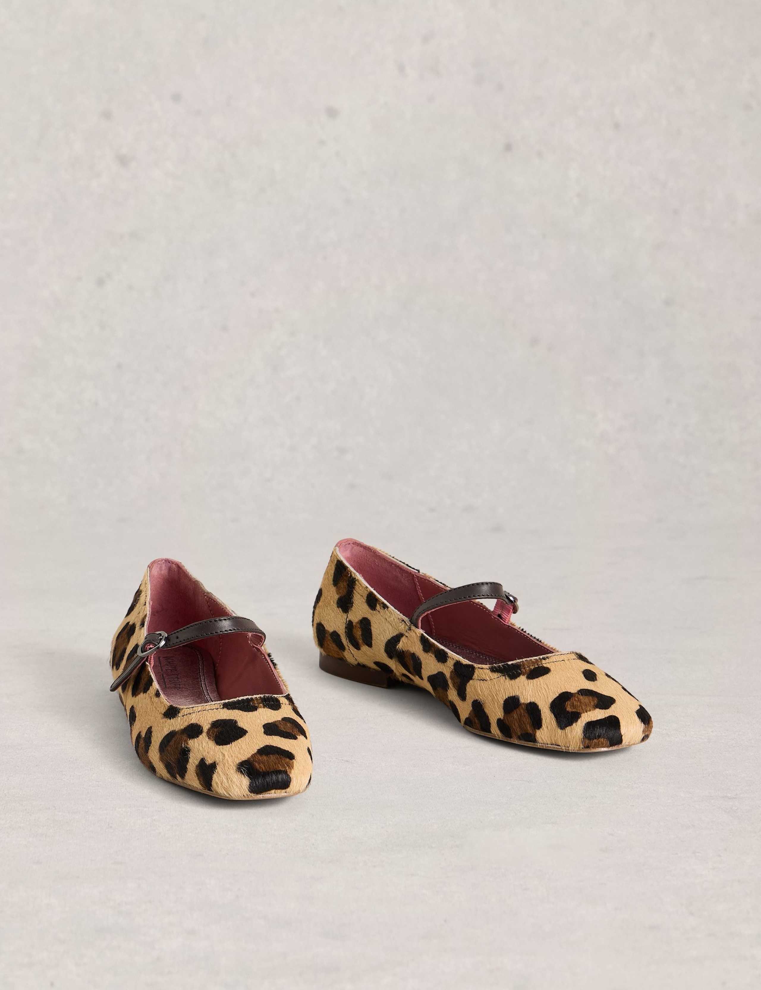 Leather Leopard Print Flat Ballet Pumps 2 of 4