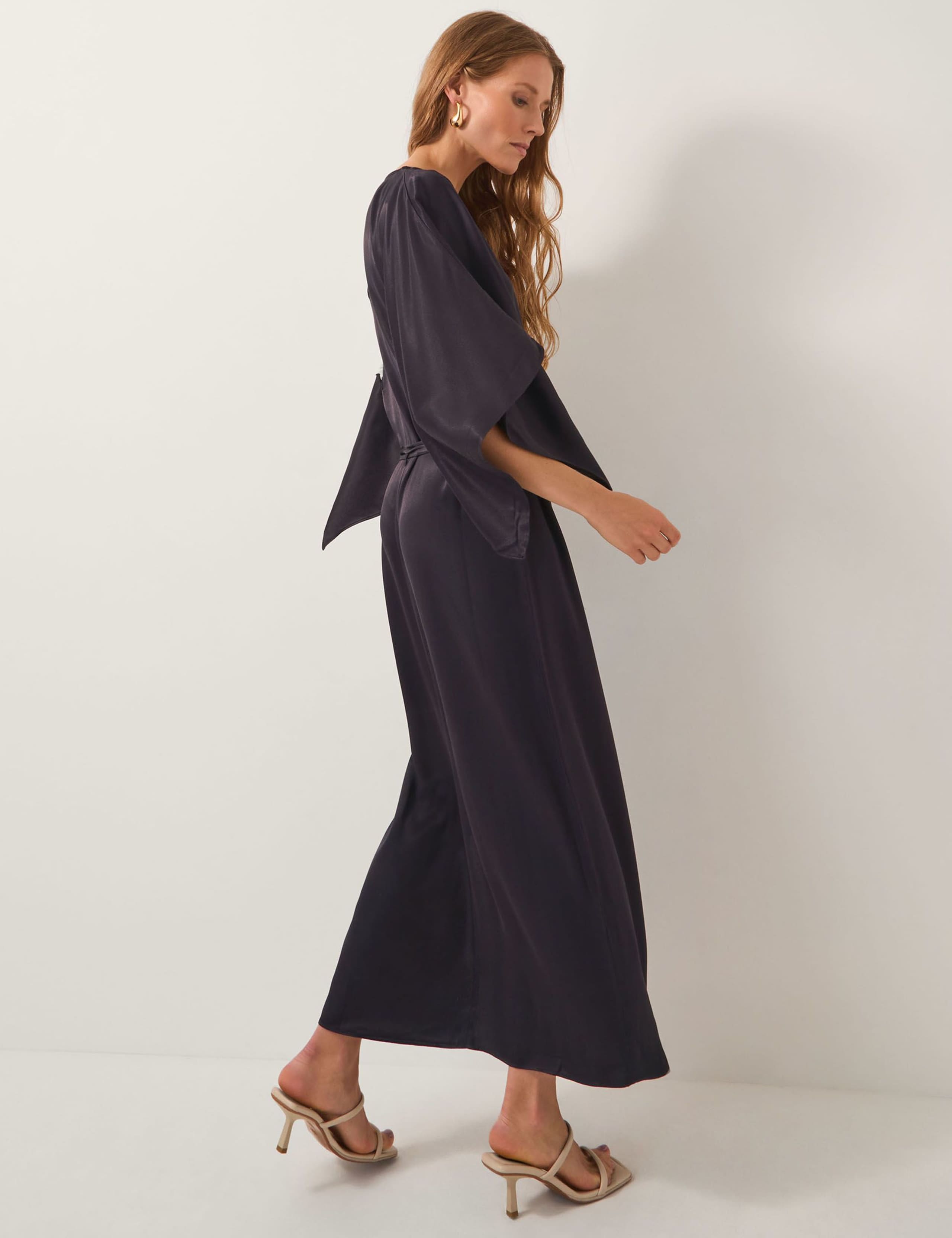Floral Tie Waist Midi Kimono Dress 3 of 5