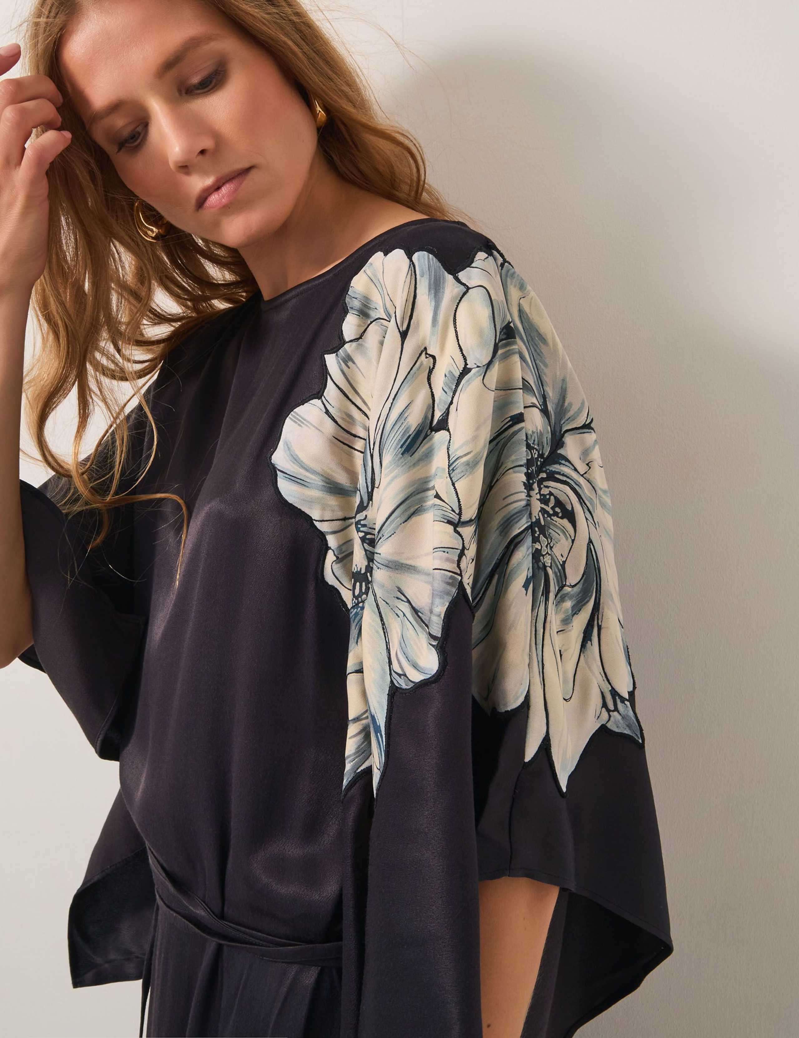 Floral Tie Waist Midi Kimono Dress 4 of 5