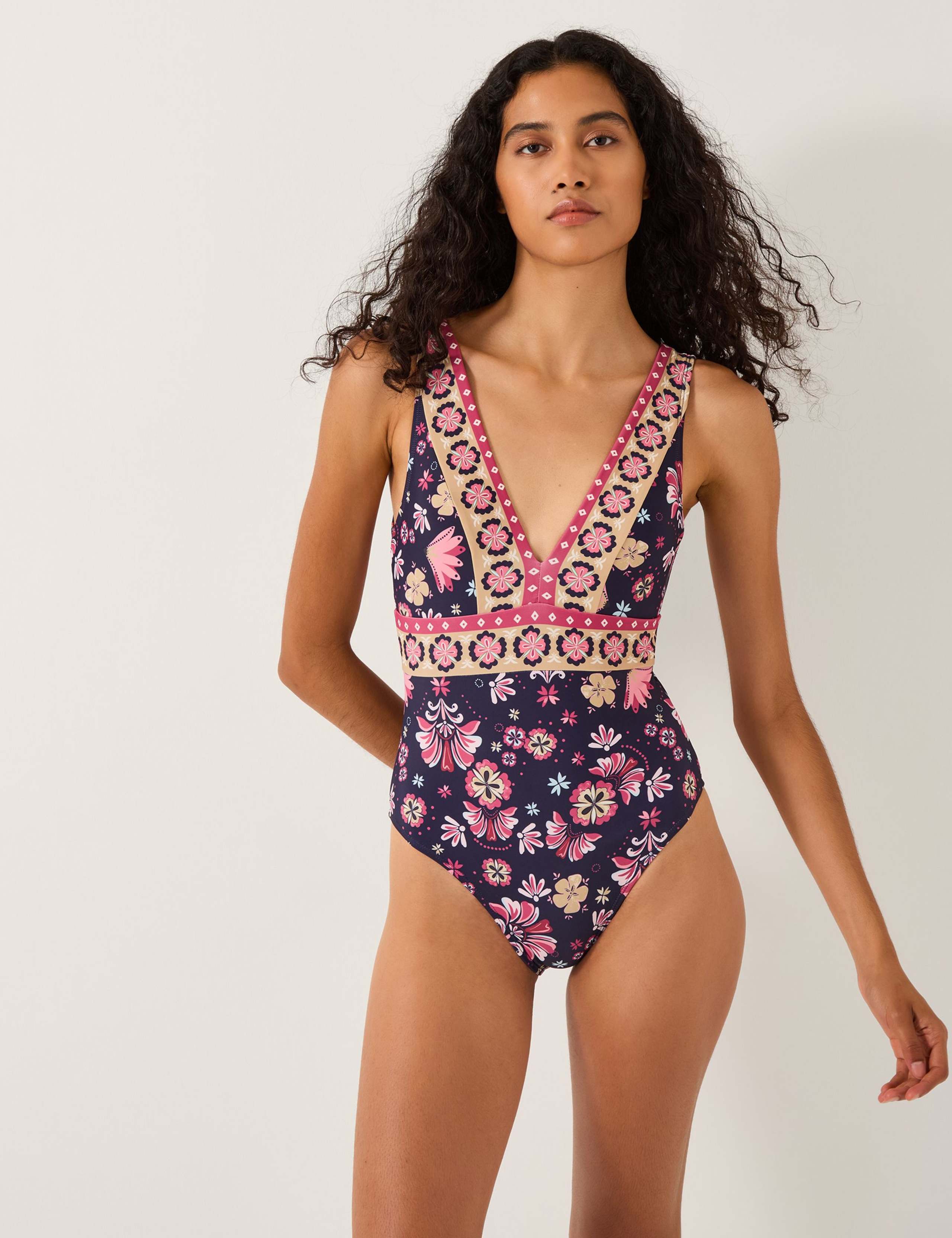 Floral V-Neck Swimsuit 1 of 5