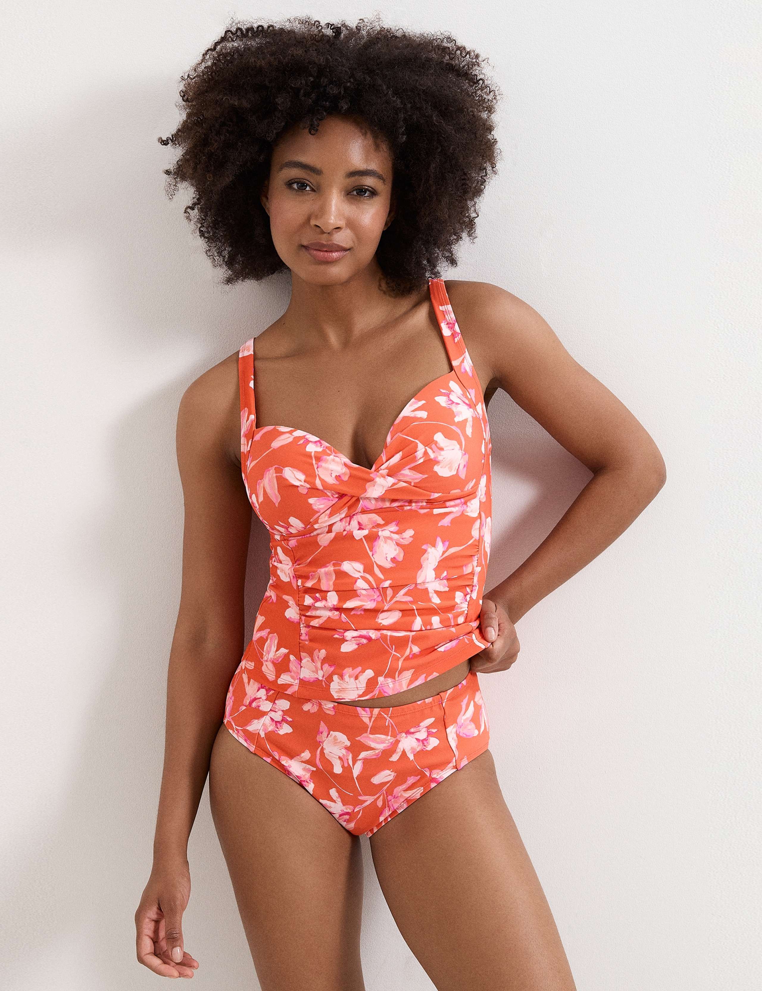 Floral Print Ruched Tankini Top 1 of 8
