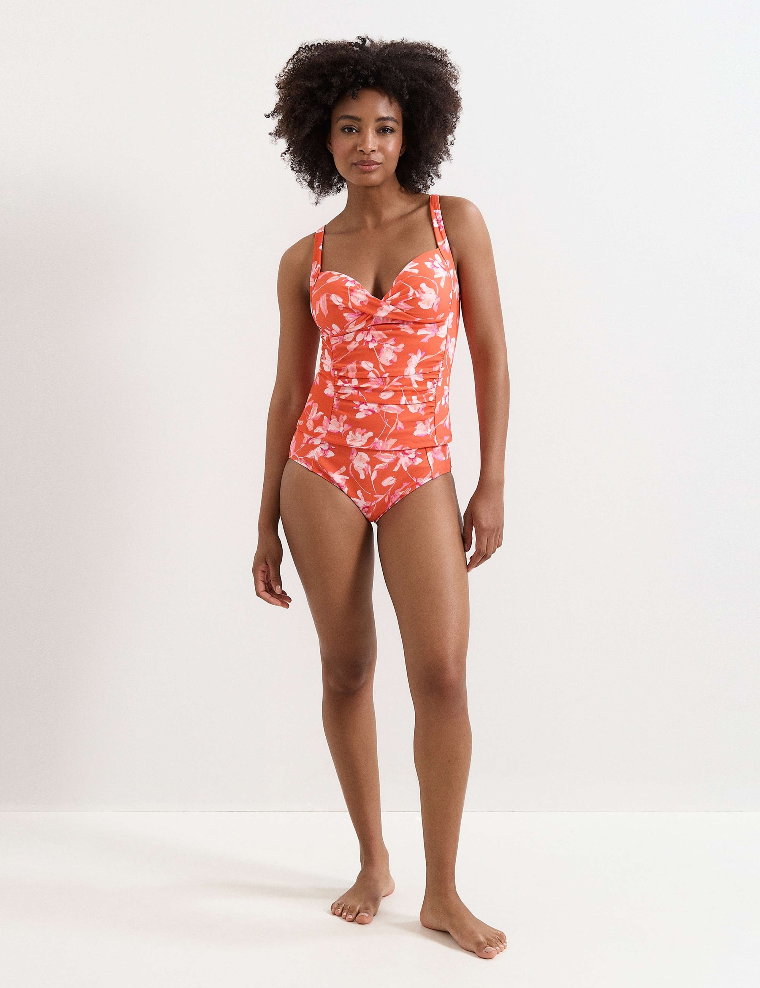 Floral Print Ruched Tankini Top 3 of 8