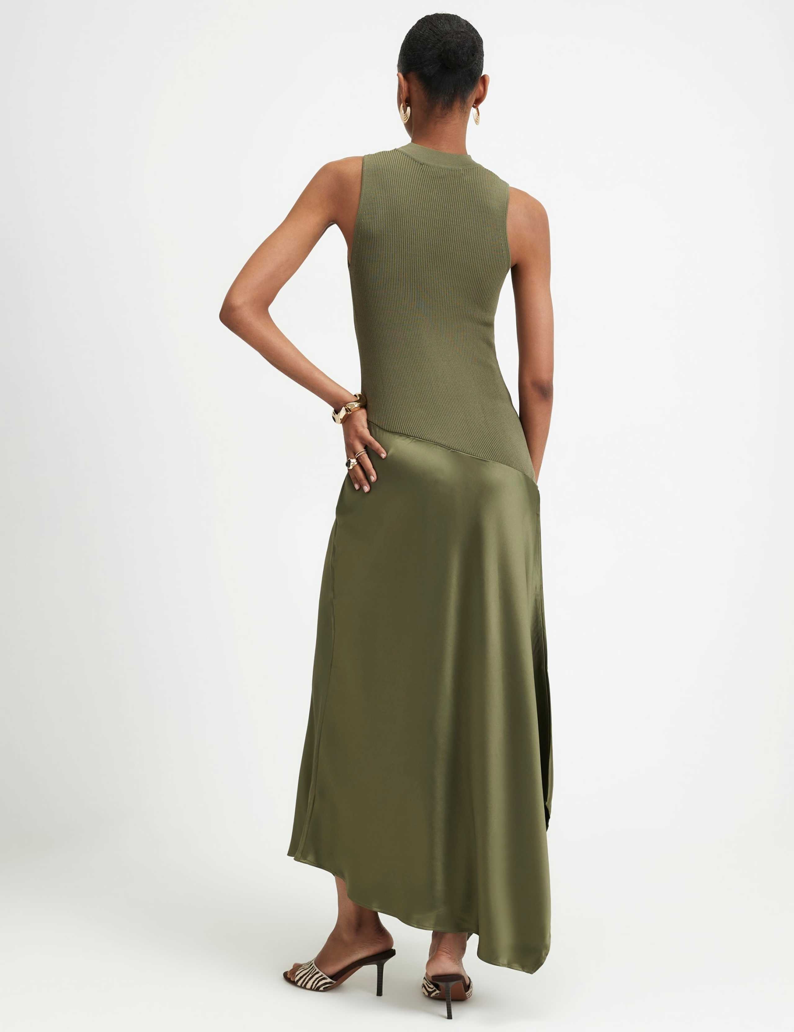 Satin Knitted High Neck Maxi Bodycon Dress 4 of 6