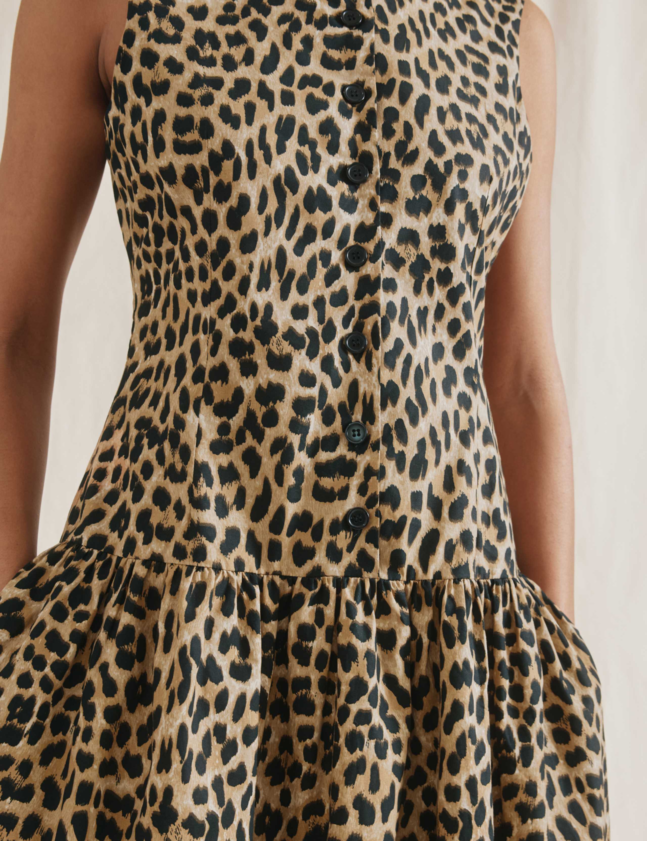 Pure Cotton Animal Print Midi Waistcoat Dress 6 of 6