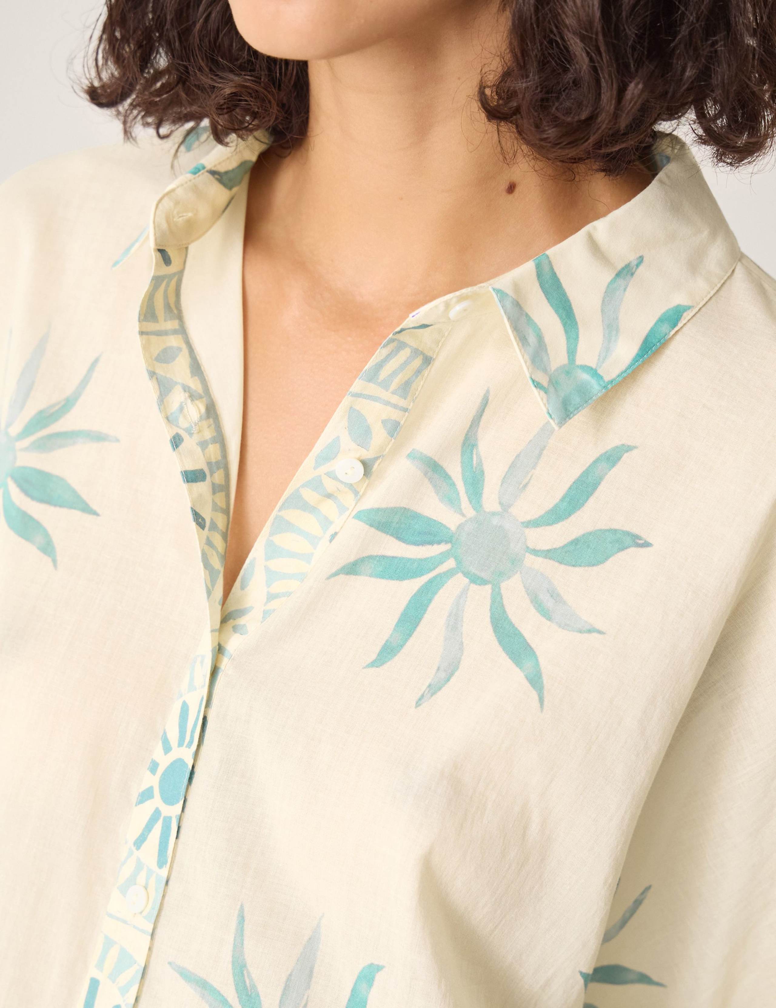 Pure Cotton Sun Print Oversized Collared Shirt 5 of 6