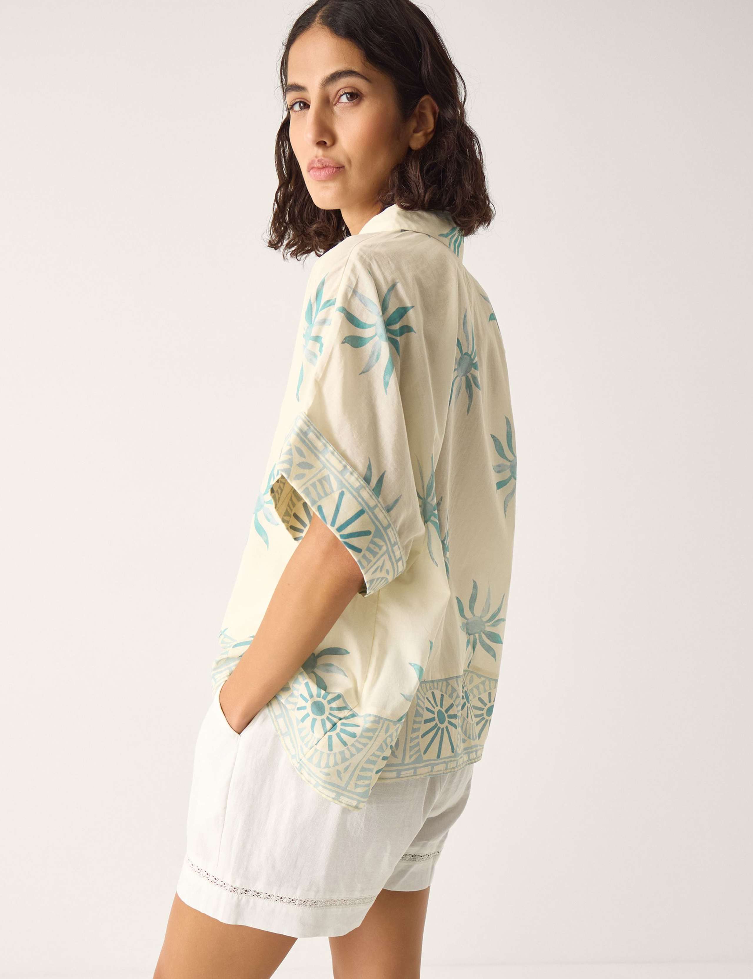 Pure Cotton Sun Print Oversized Collared Shirt 6 of 6