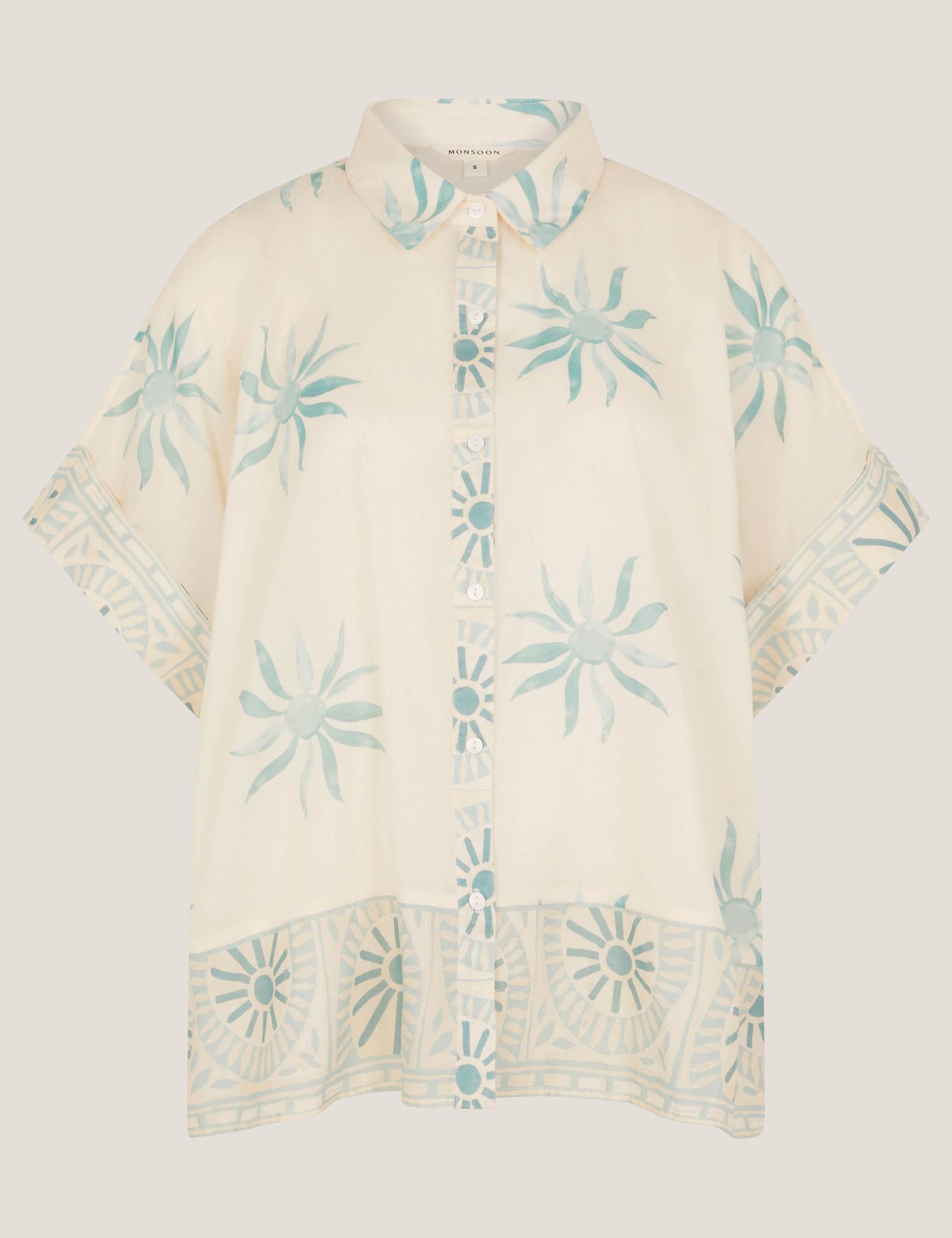 Pure Cotton Sun Print Oversized Collared Shirt 2 of 6