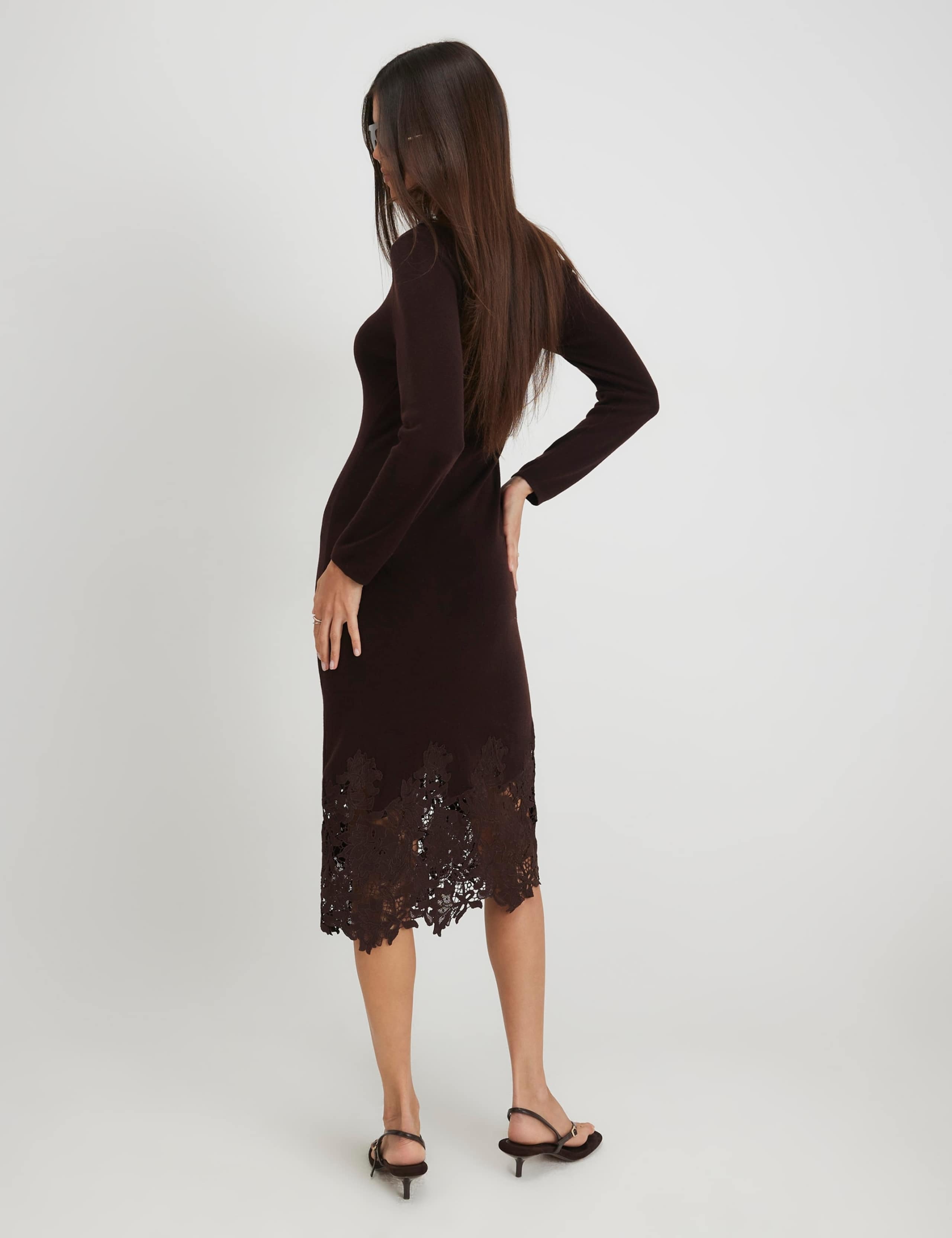 Lace V-Neck Midi Jumper Dress 3 of 5