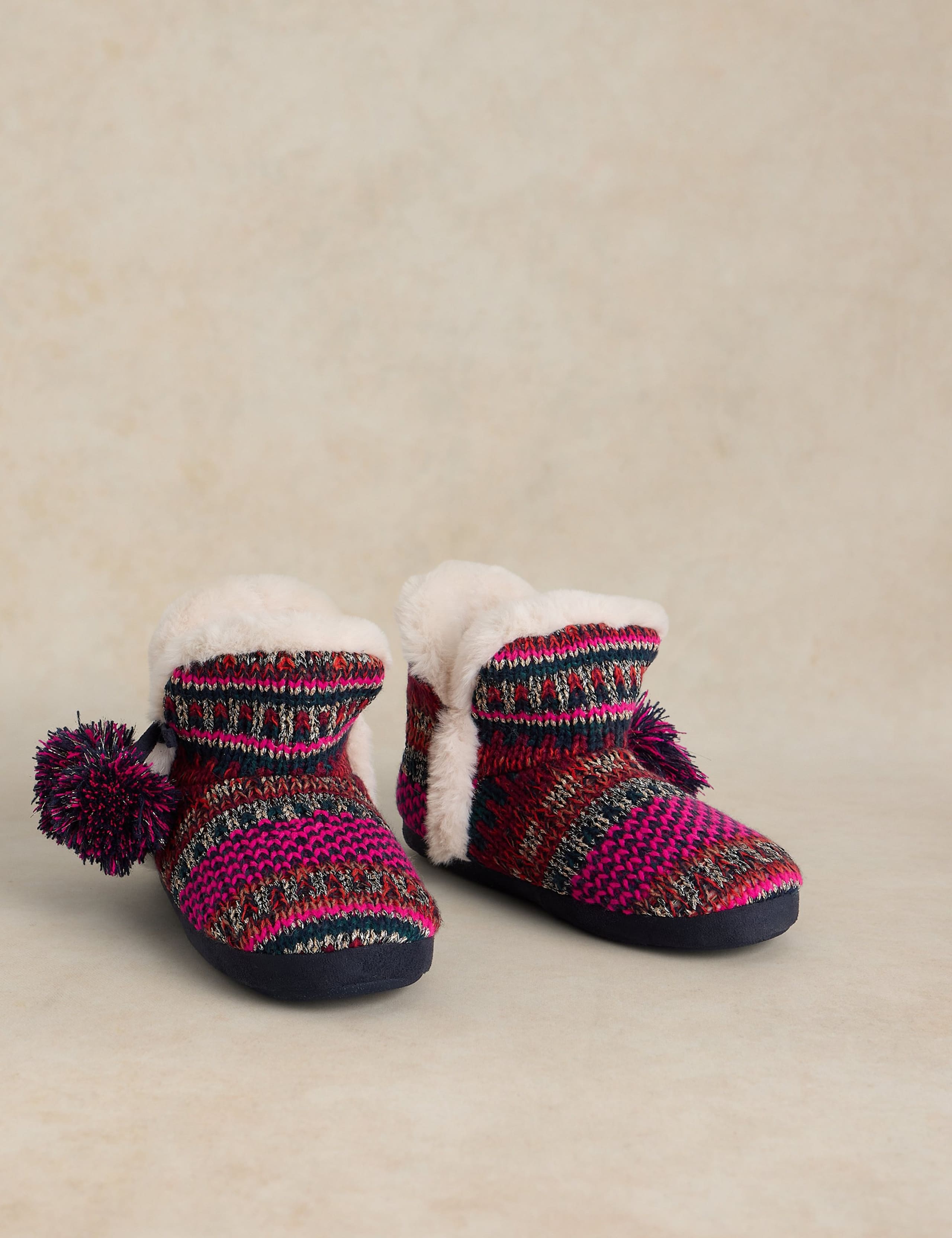 Fair Isle Knitted Slipper Boots 2 of 4