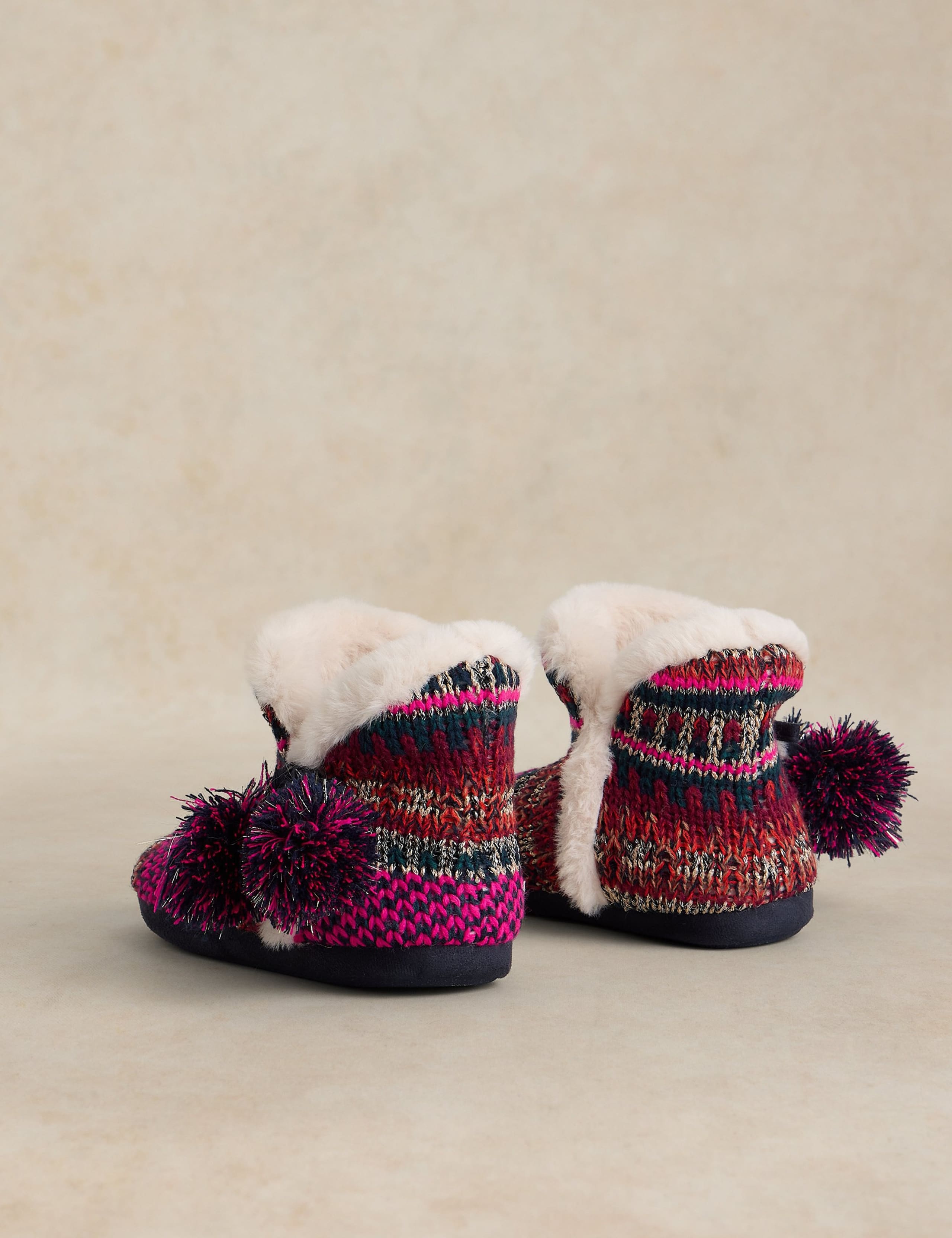 Fair Isle Knitted Slipper Boots 3 of 4
