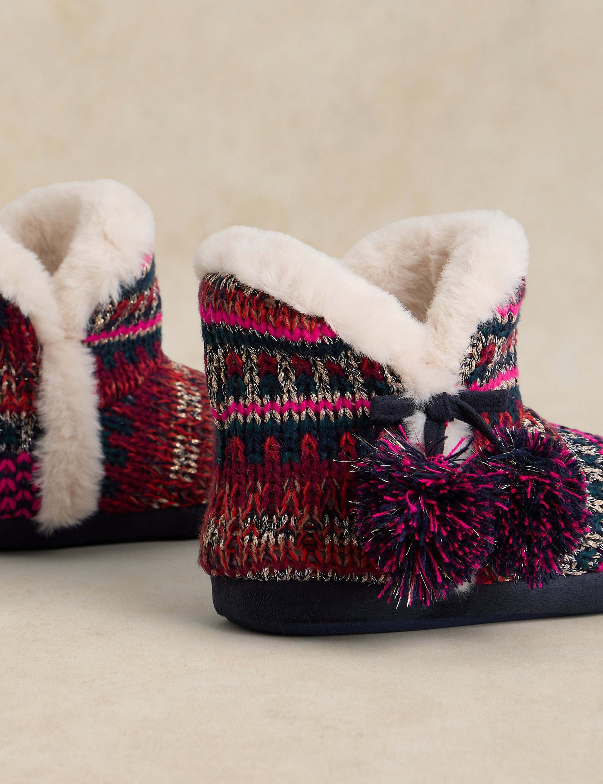 Fair Isle Knitted Slipper Boots 4 of 4