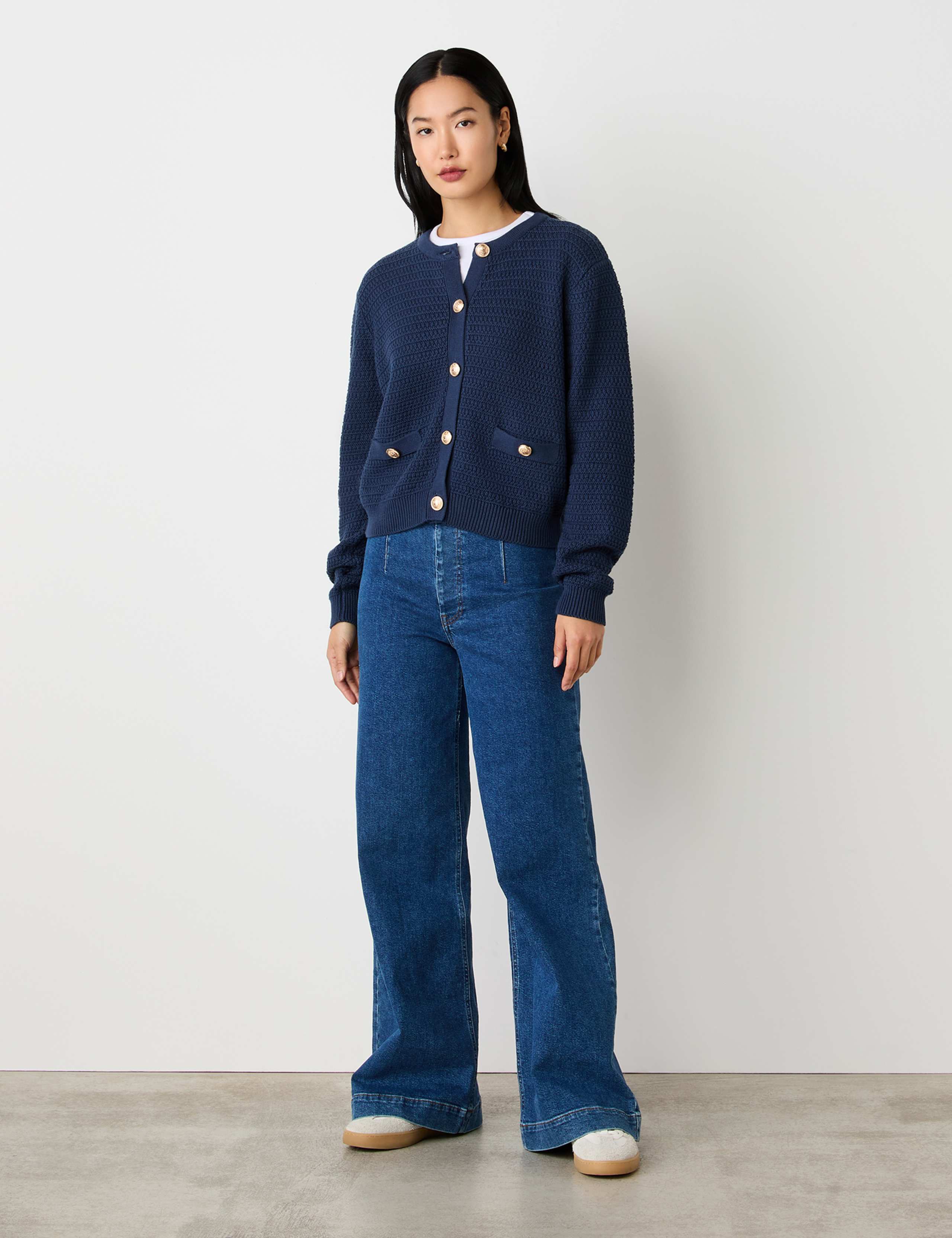 Pure Cotton Textured Button Front Cardigan 1 of 4