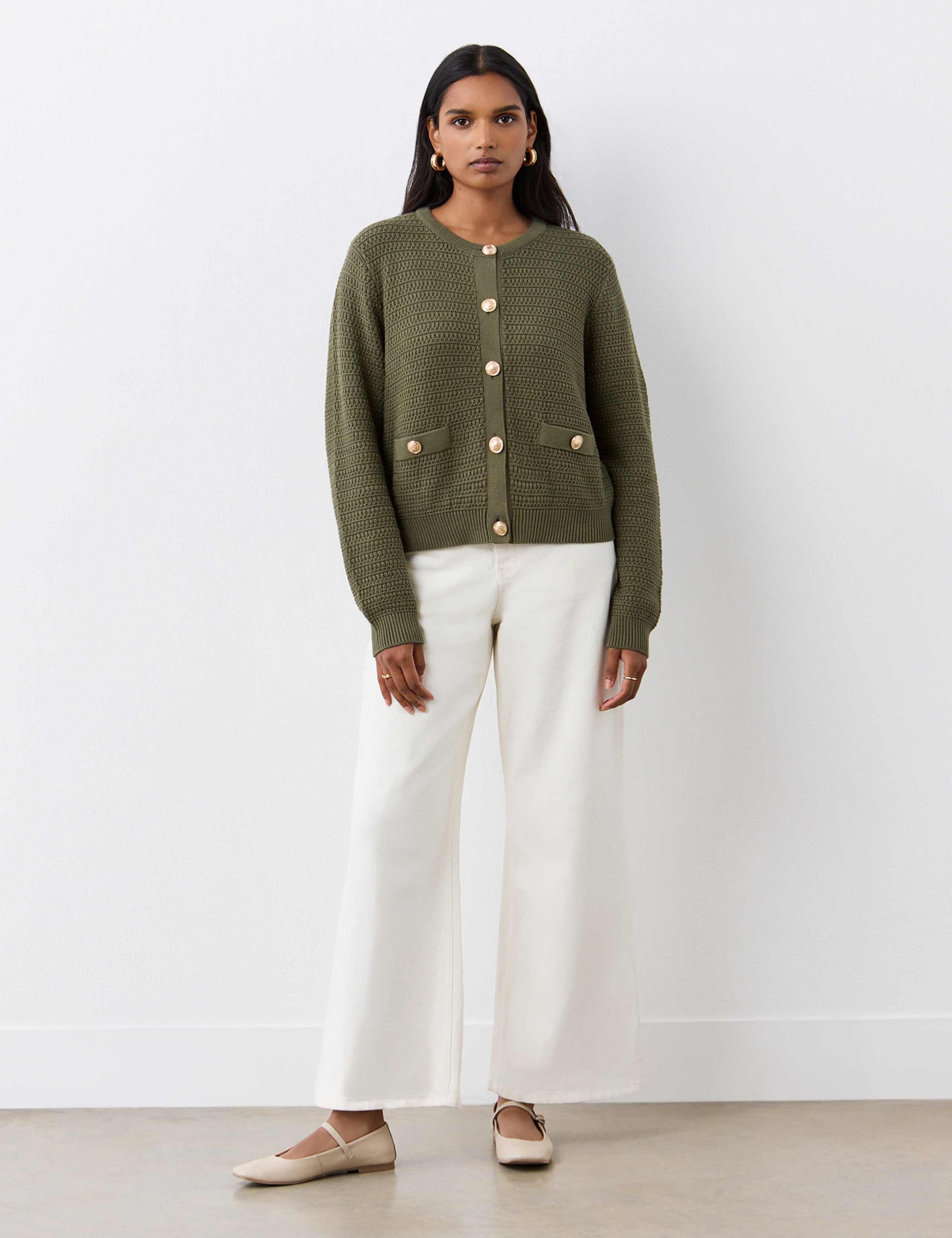 Pure Cotton Textured Button Front Cardigan 2 of 4