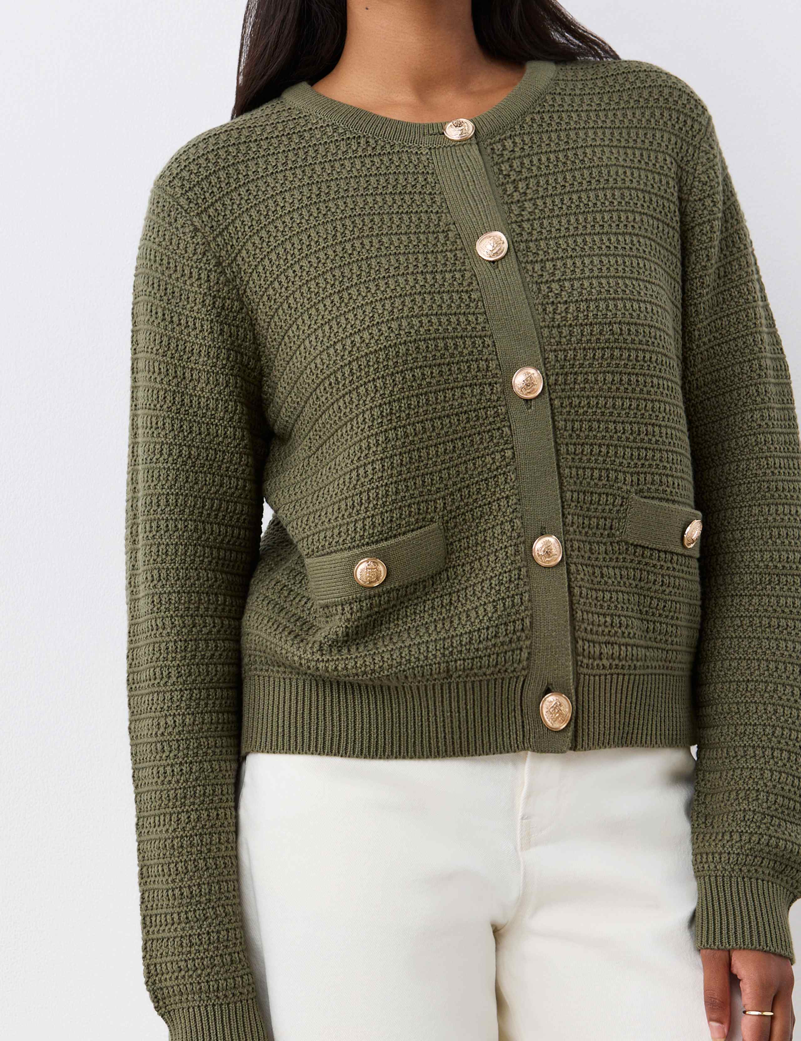 Pure Cotton Textured Button Front Cardigan 4 of 4