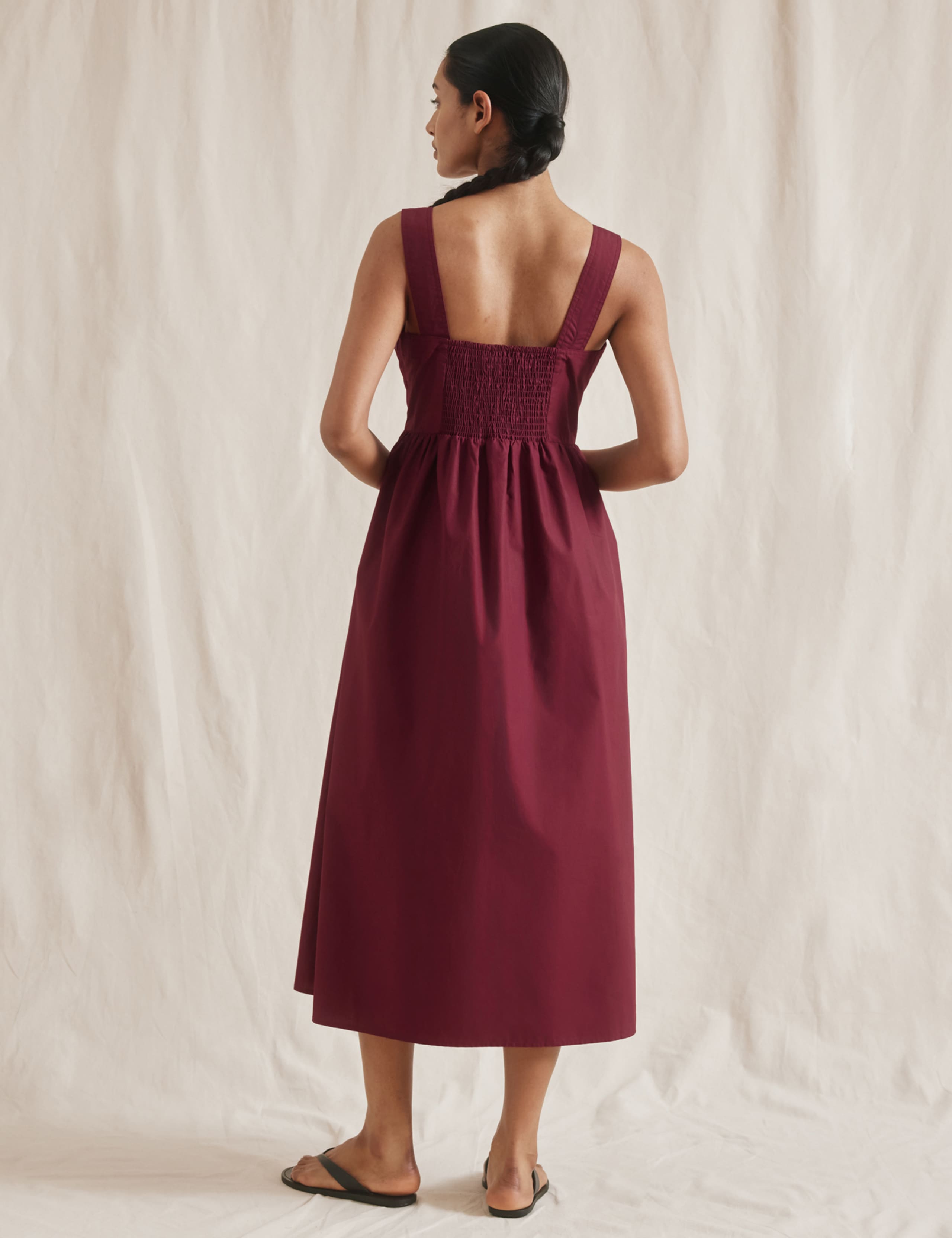 Pure Cotton Square Neck Midi Apron Dress 3 of 5