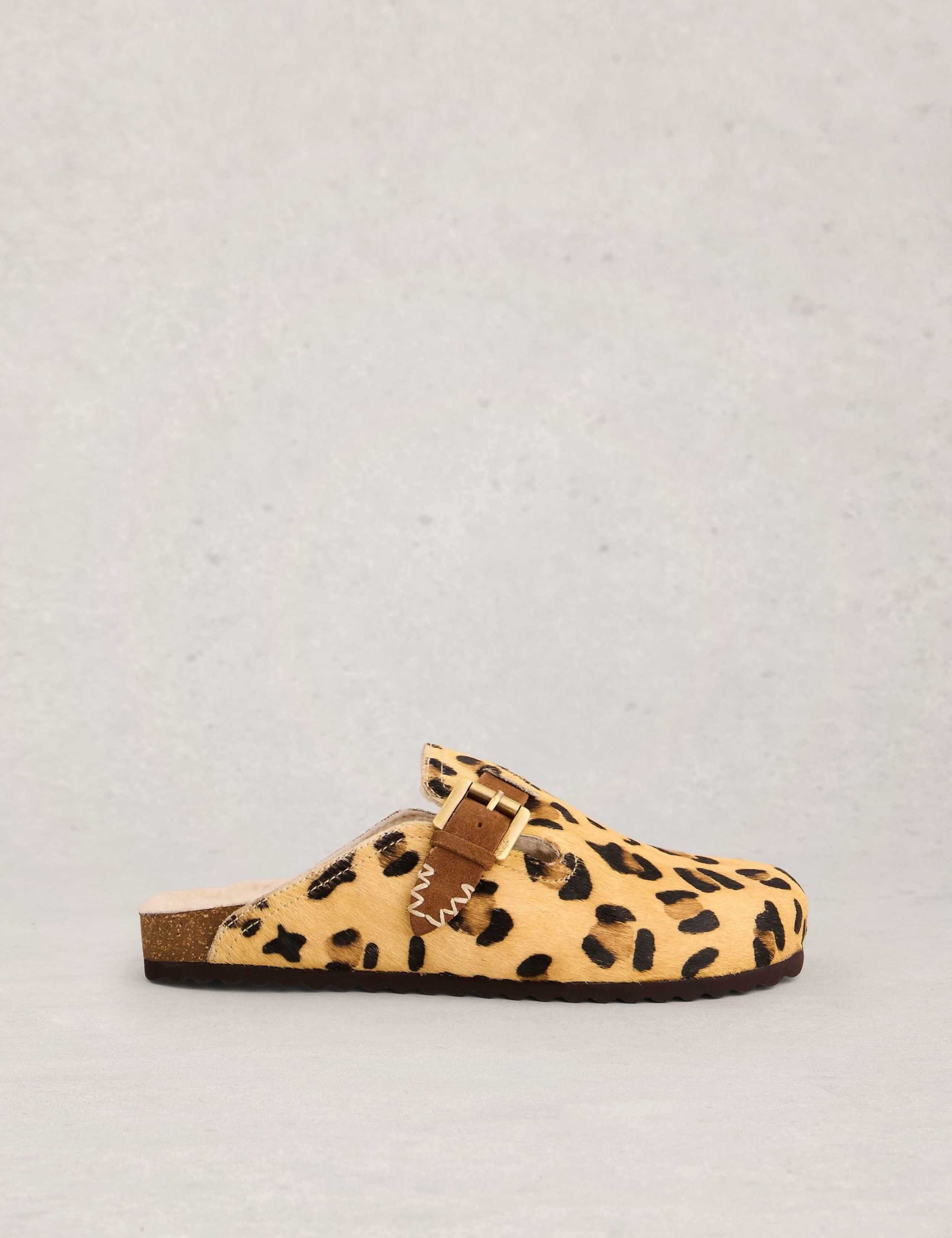 Leather Leopard Print Mules 1 of 5