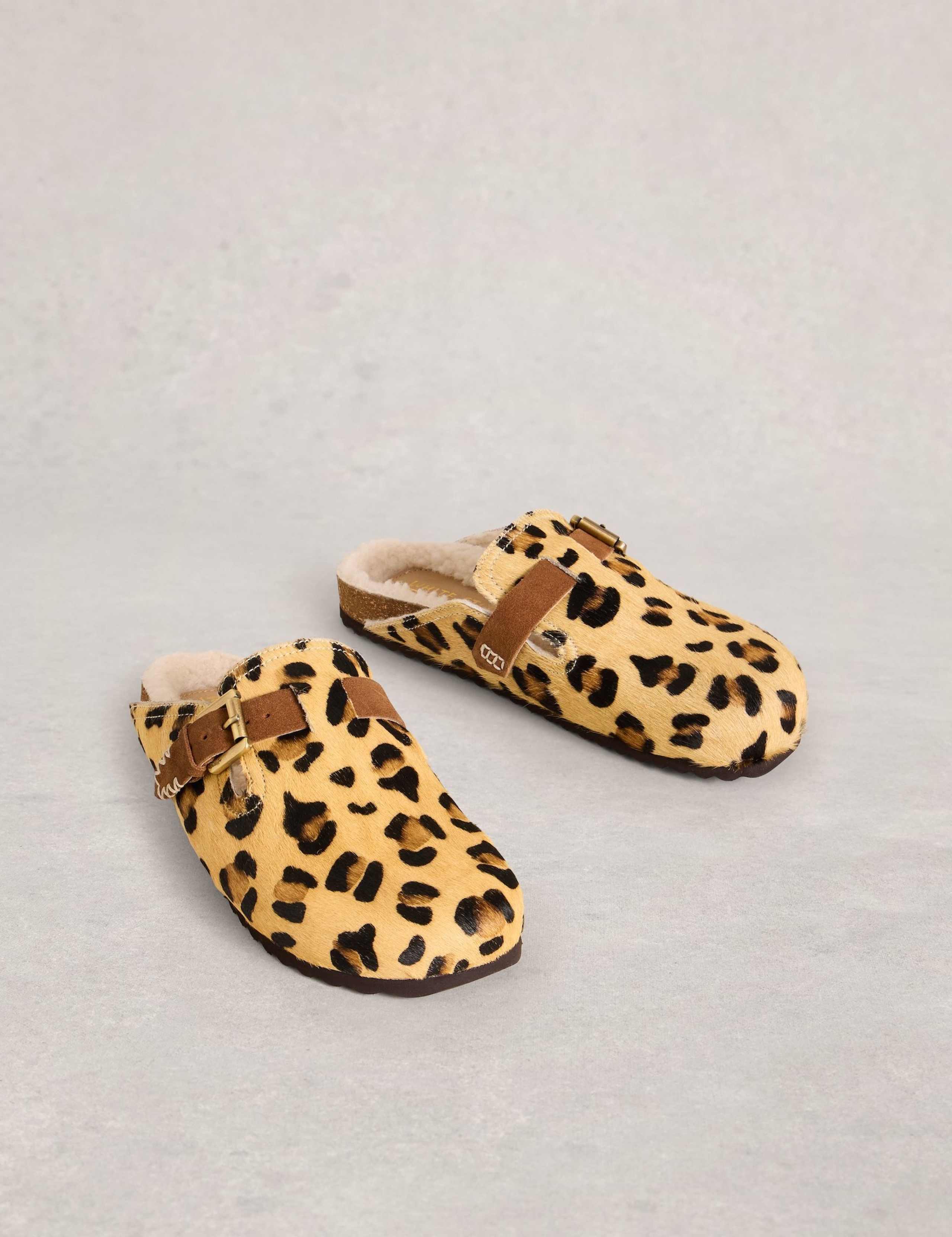 Leather Leopard Print Mules 2 of 5