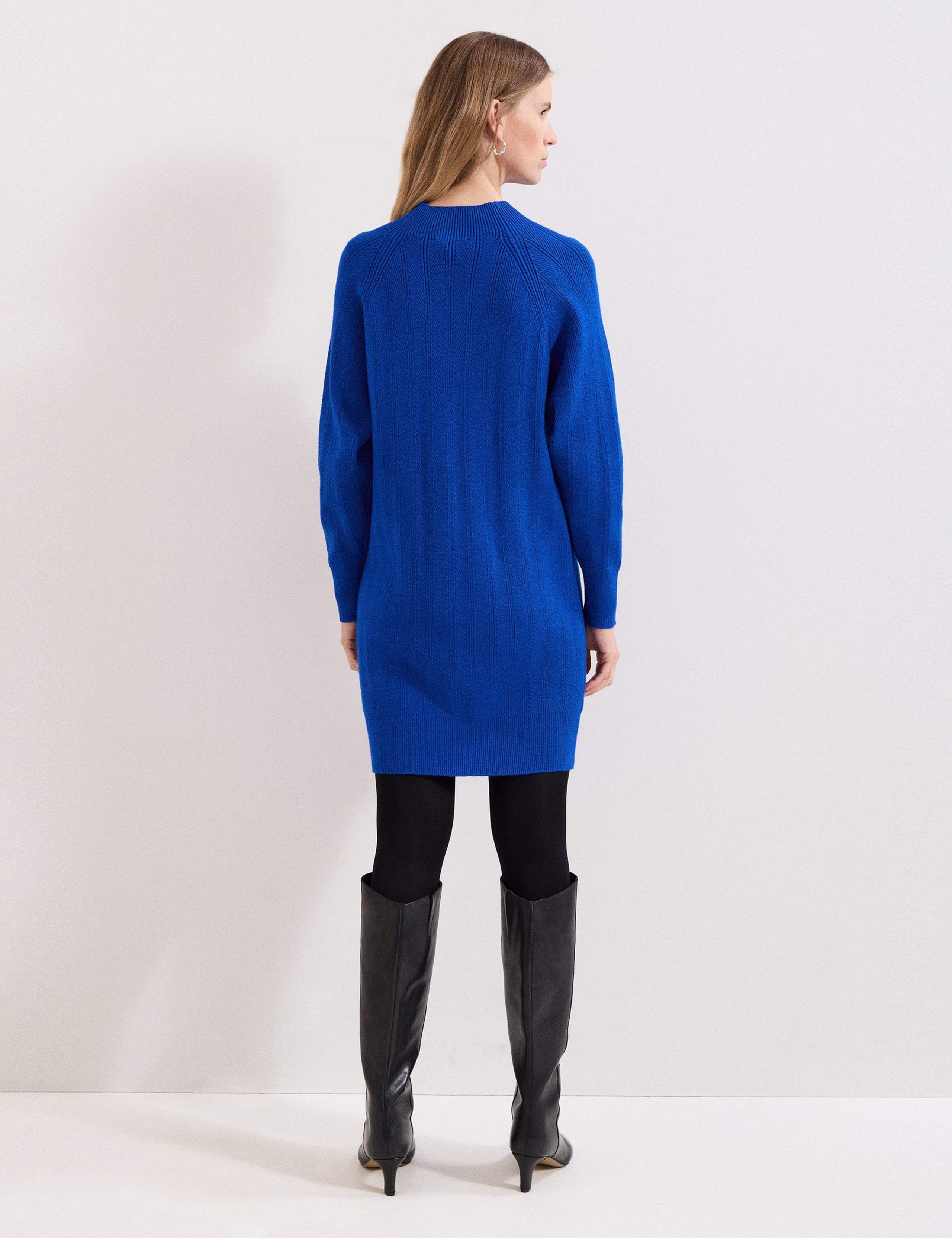 Knitted Textured Round Neck Mini Jumper Dress 3 of 6