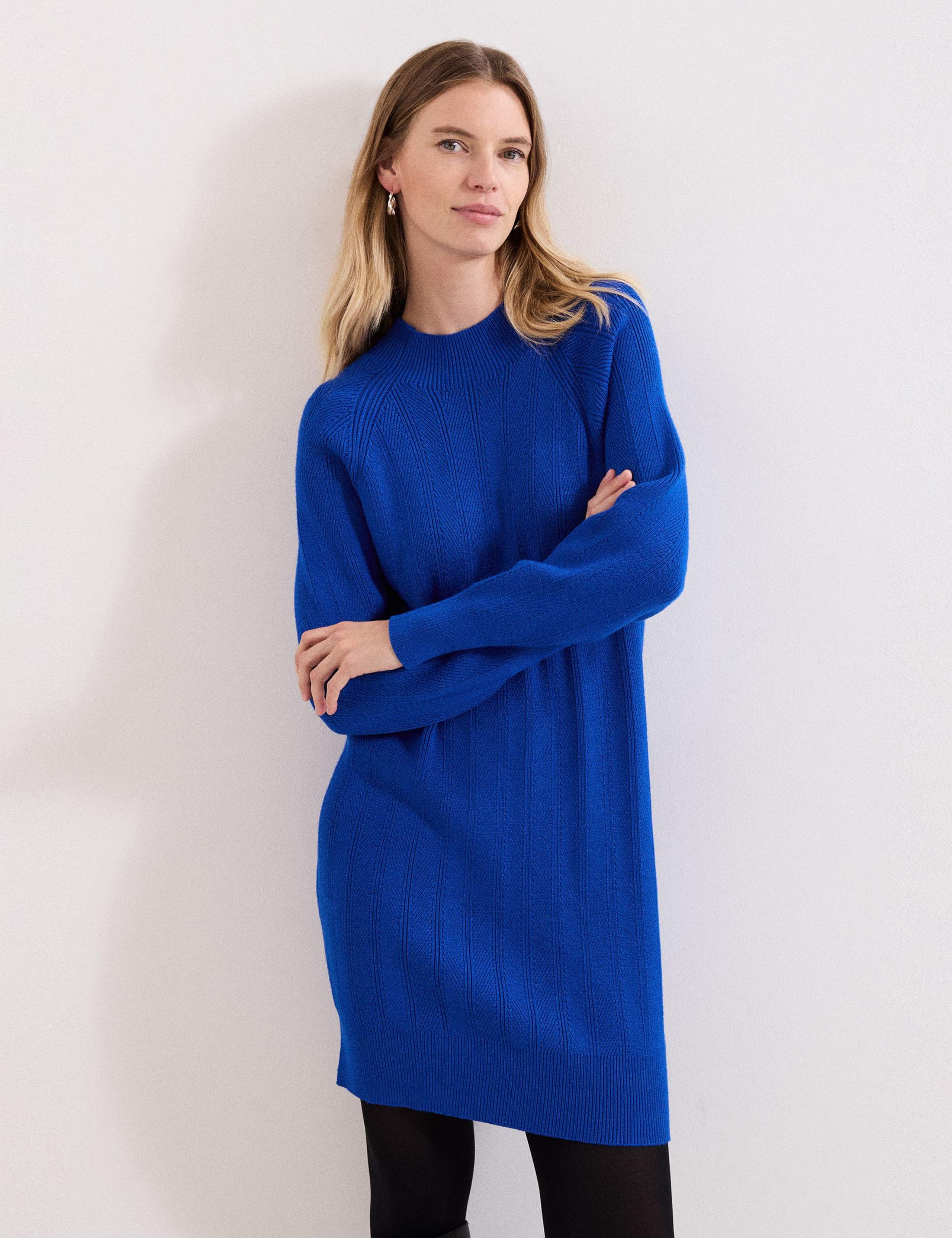 Knitted Textured Round Neck Mini Jumper Dress 4 of 6
