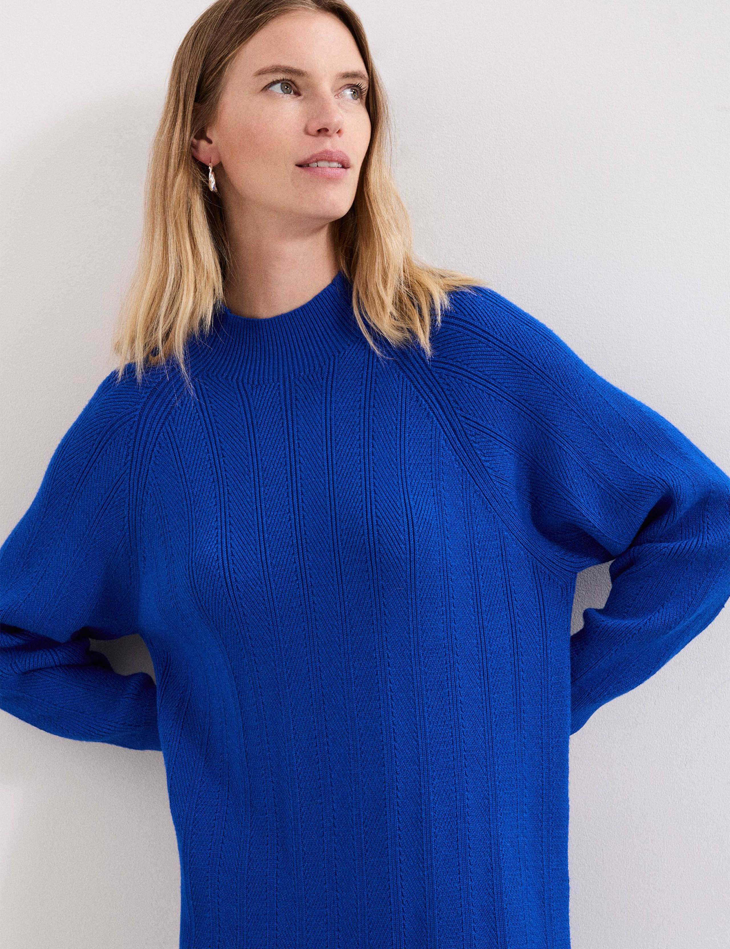 Knitted Textured Round Neck Mini Jumper Dress 5 of 6