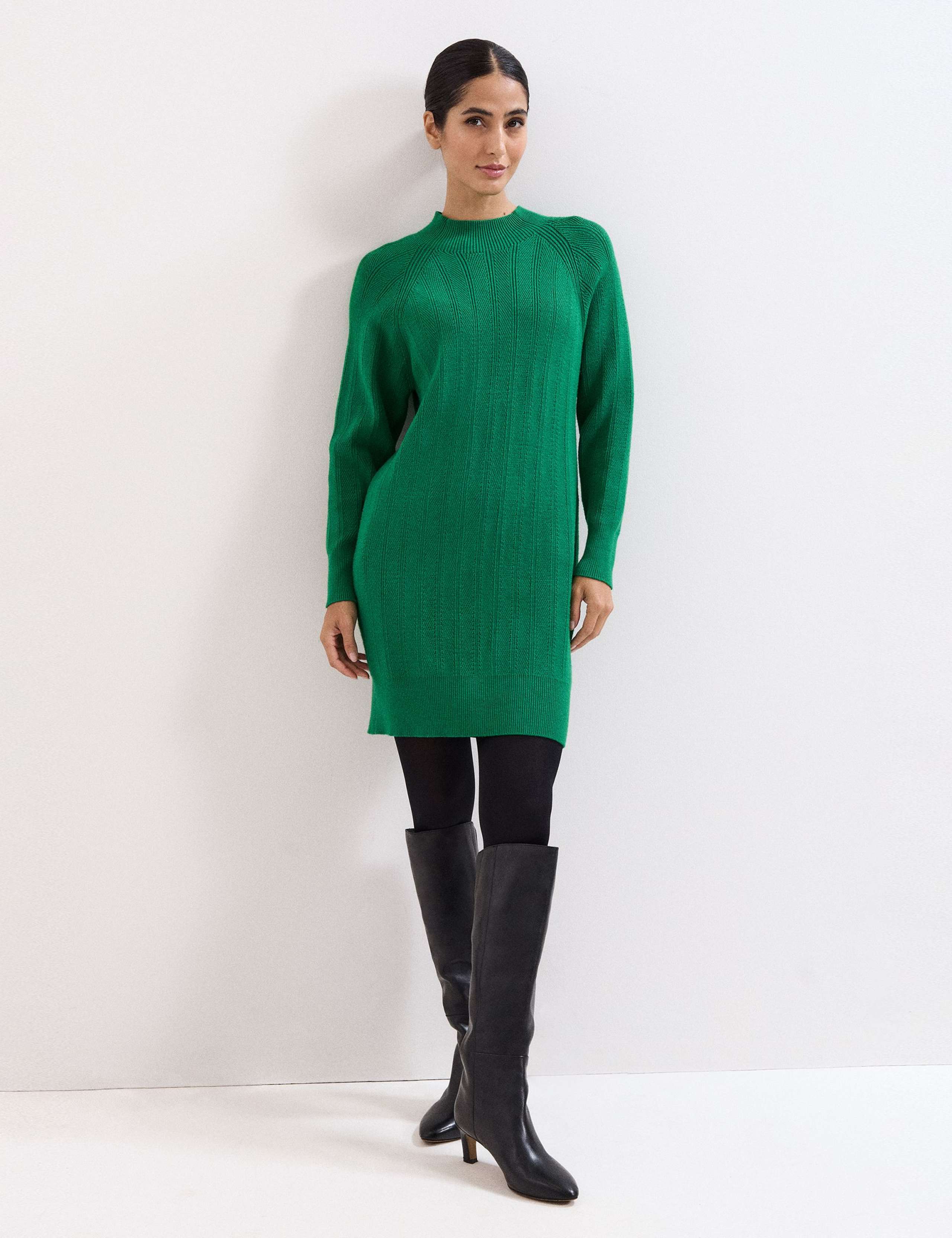 Knitted Textured Round Neck Mini Jumper Dress 3 of 9