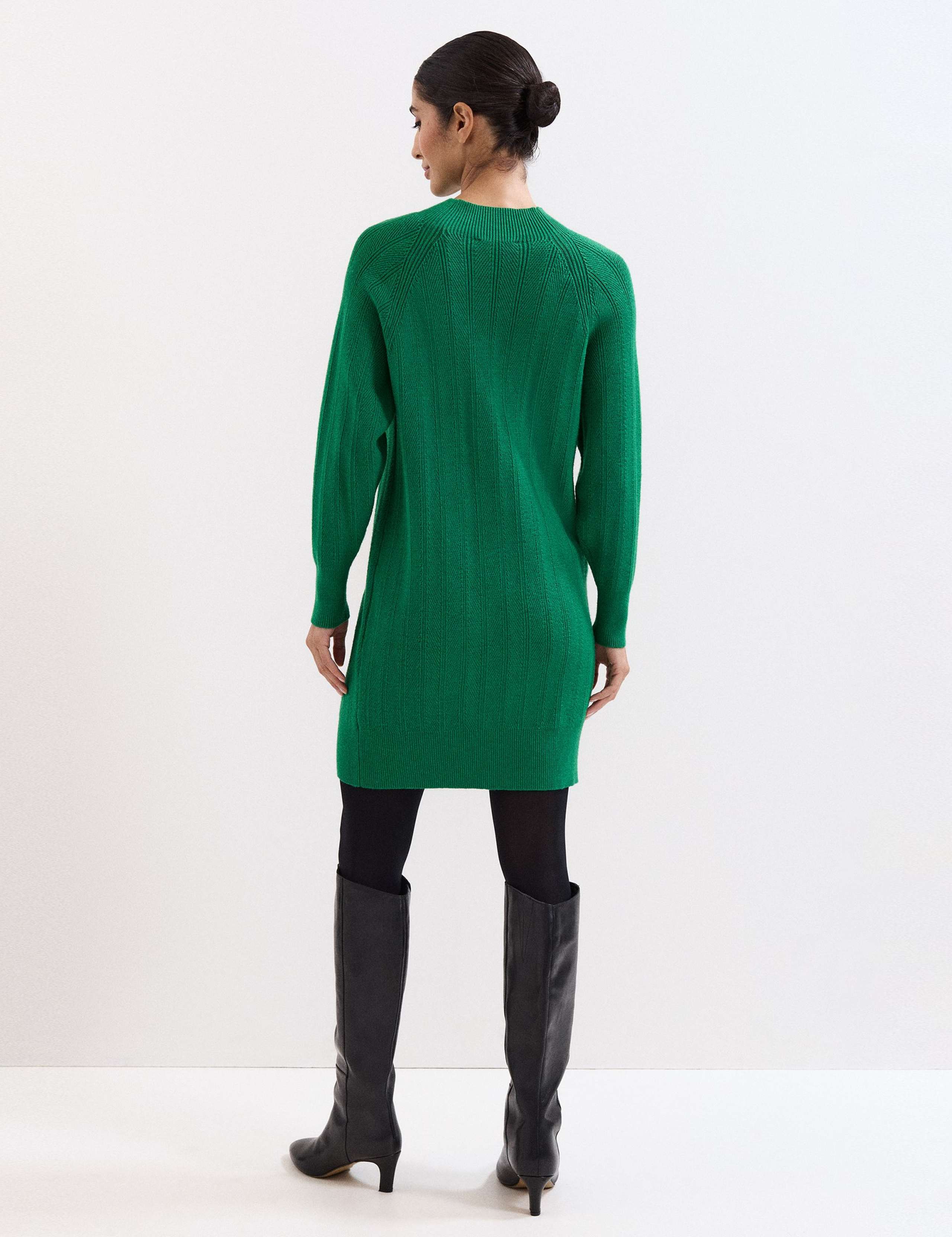 Knitted Textured Round Neck Mini Jumper Dress 4 of 9