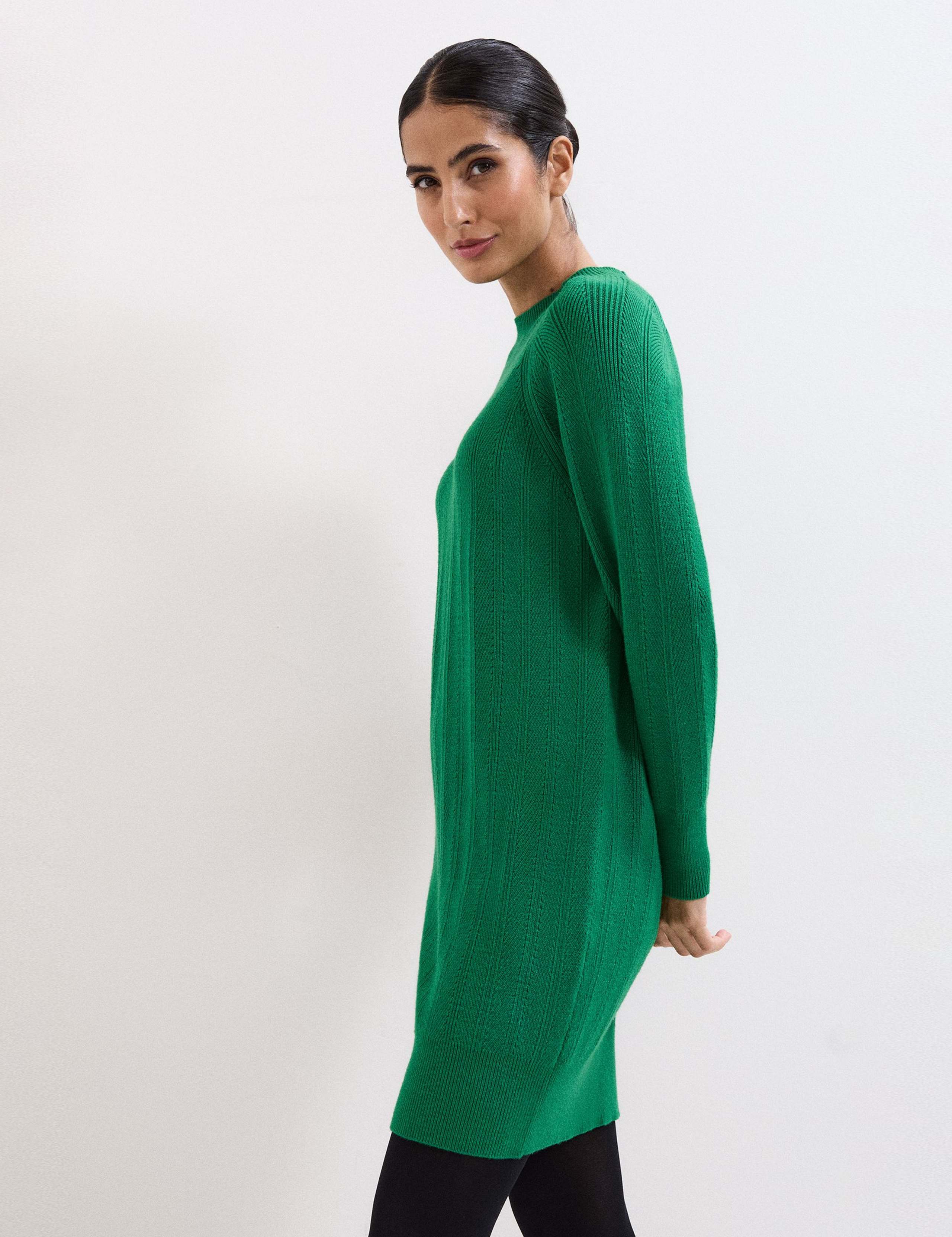 Knitted Textured Round Neck Mini Jumper Dress 5 of 9