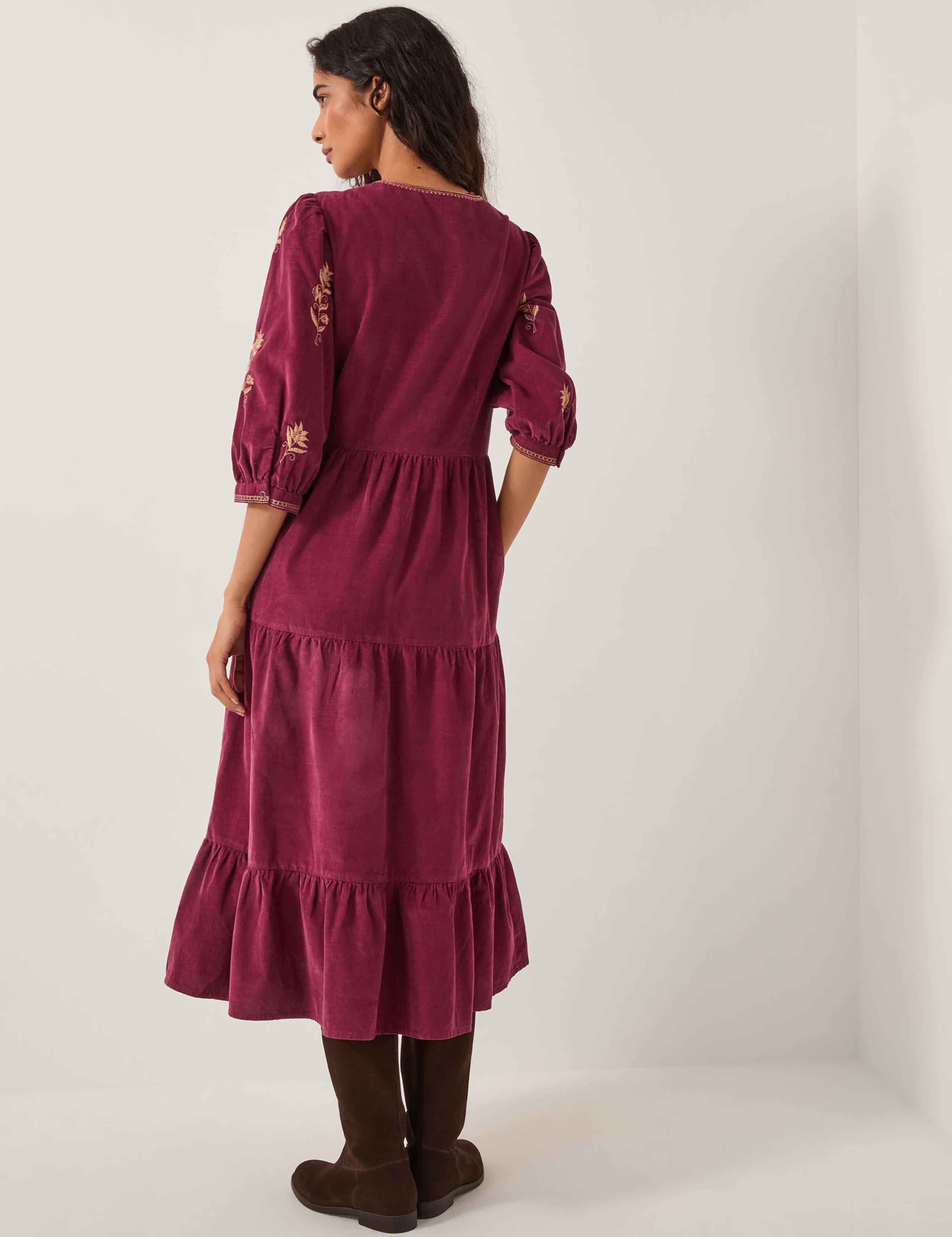 Pure Cotton Midi Waisted Dress 3 of 5