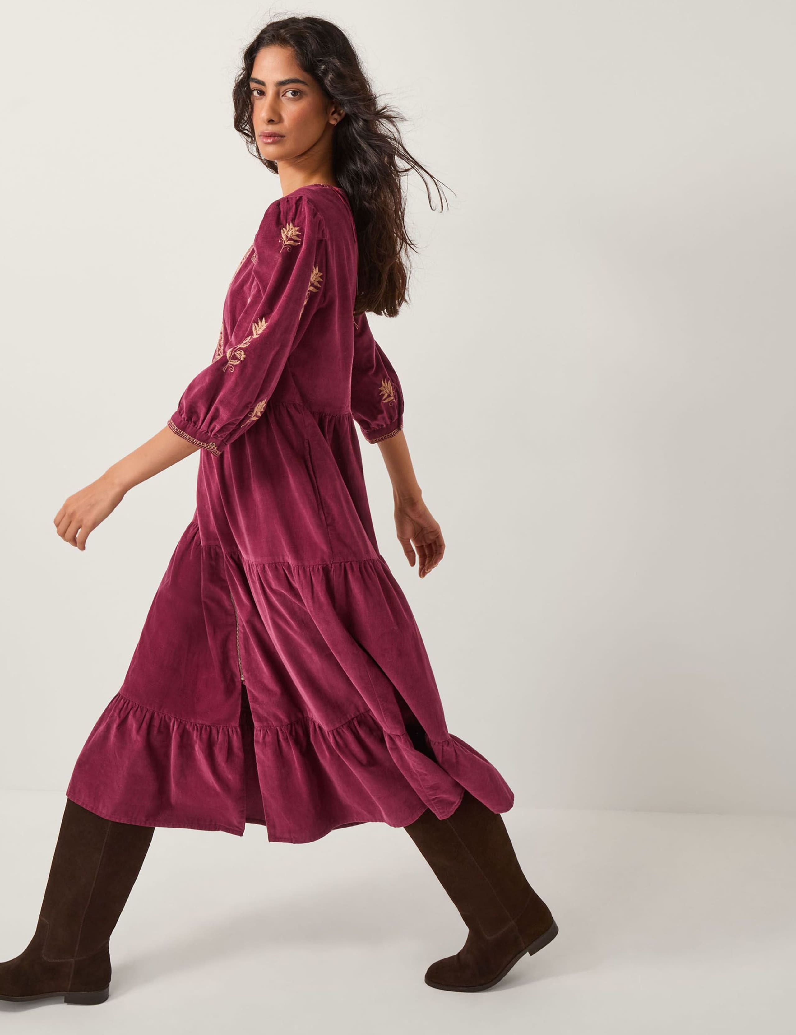 Pure Cotton Midi Waisted Dress 4 of 5