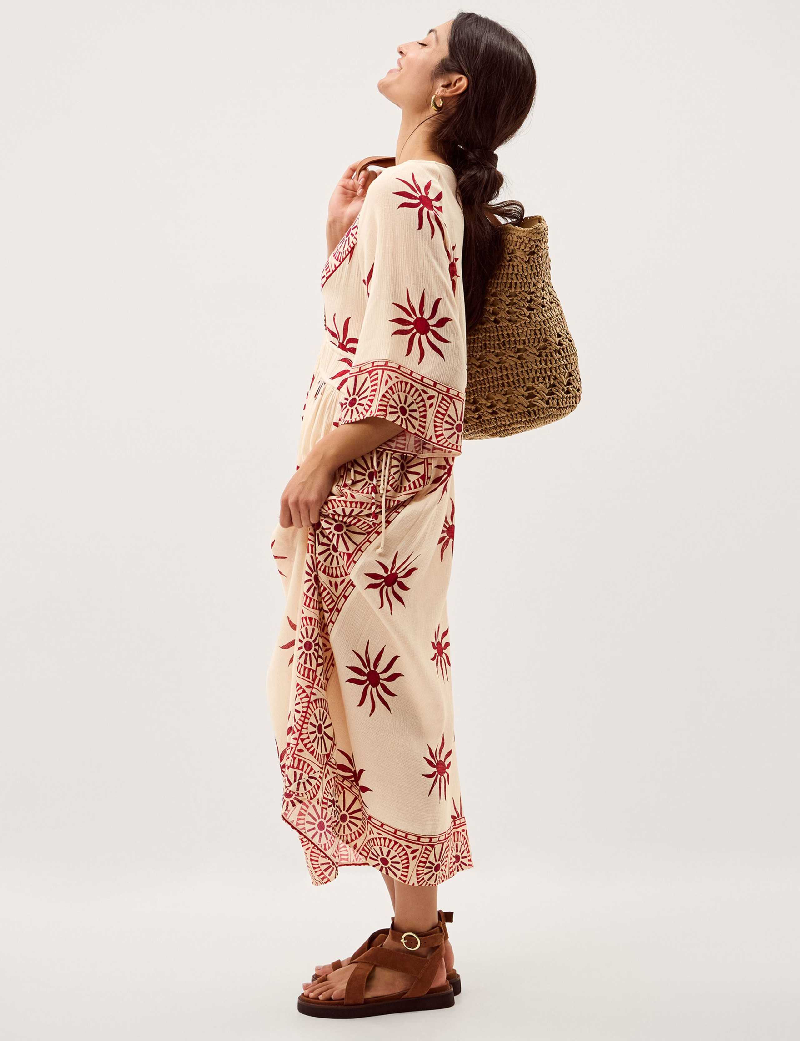 Printed V-Neck Midi Beach Dress 4 of 6
