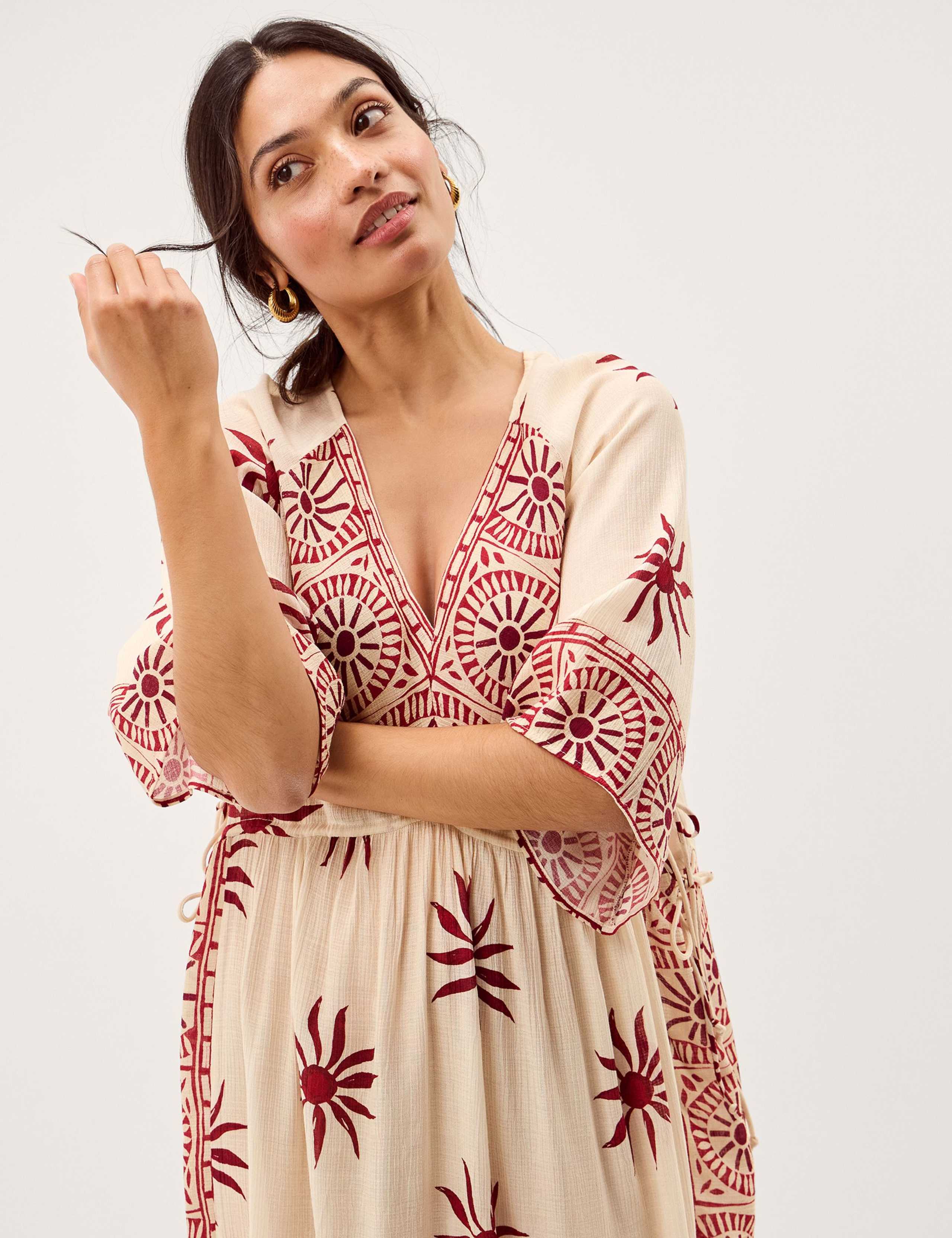 Printed V-Neck Midi Beach Dress 5 of 6